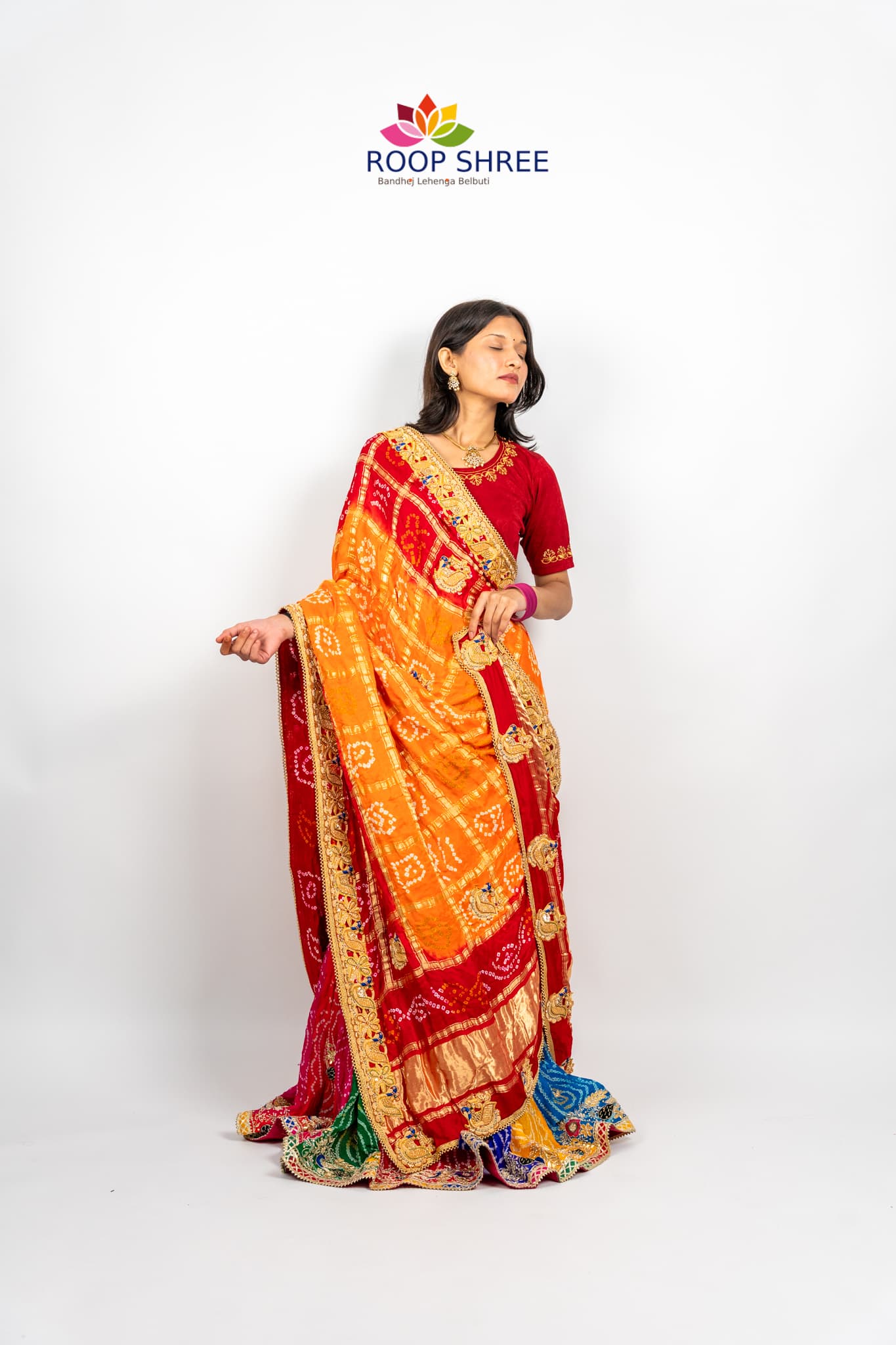 Gajji Silk Peacock design Peela