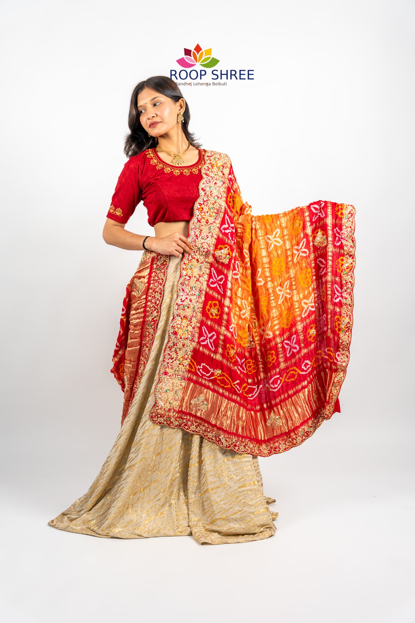 Bridal Collection Gajji Silk Dupatta – Parrot Design