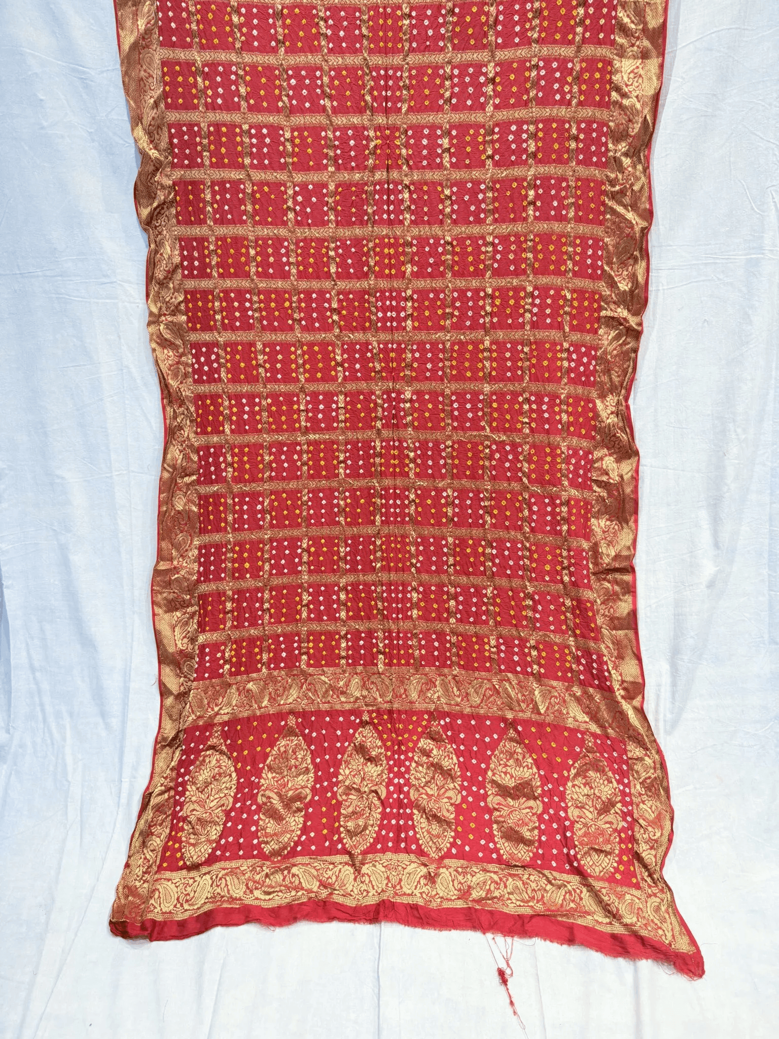 Dola Silk Dupata in Ghatchola Design With Hand Made Bandhej