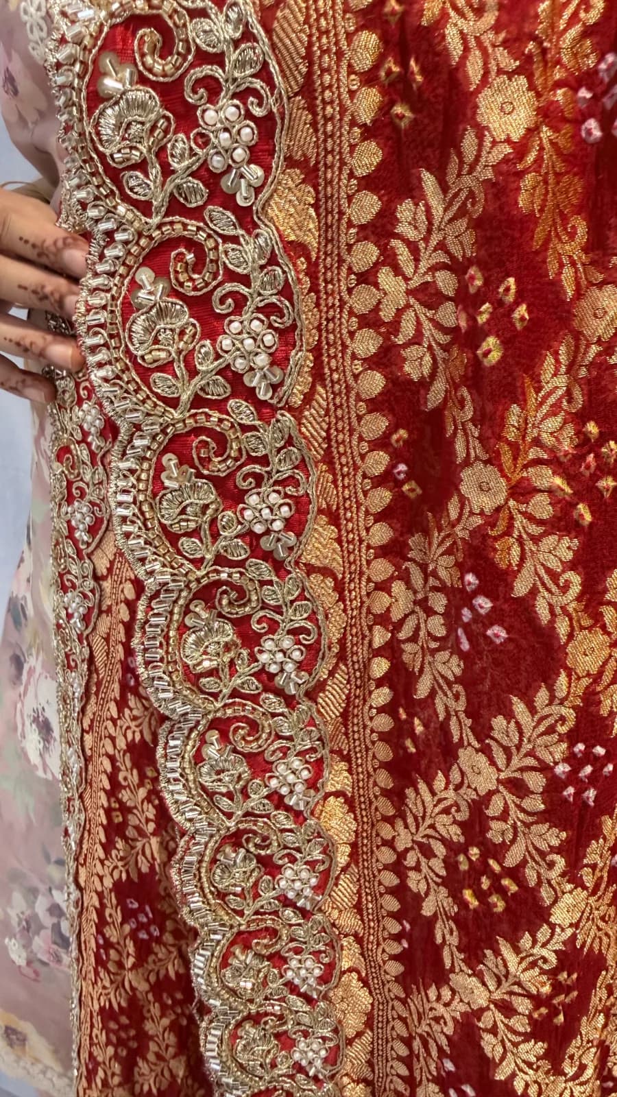 Royal Kadhi Georgette Dupatta with Handwork Lace Border