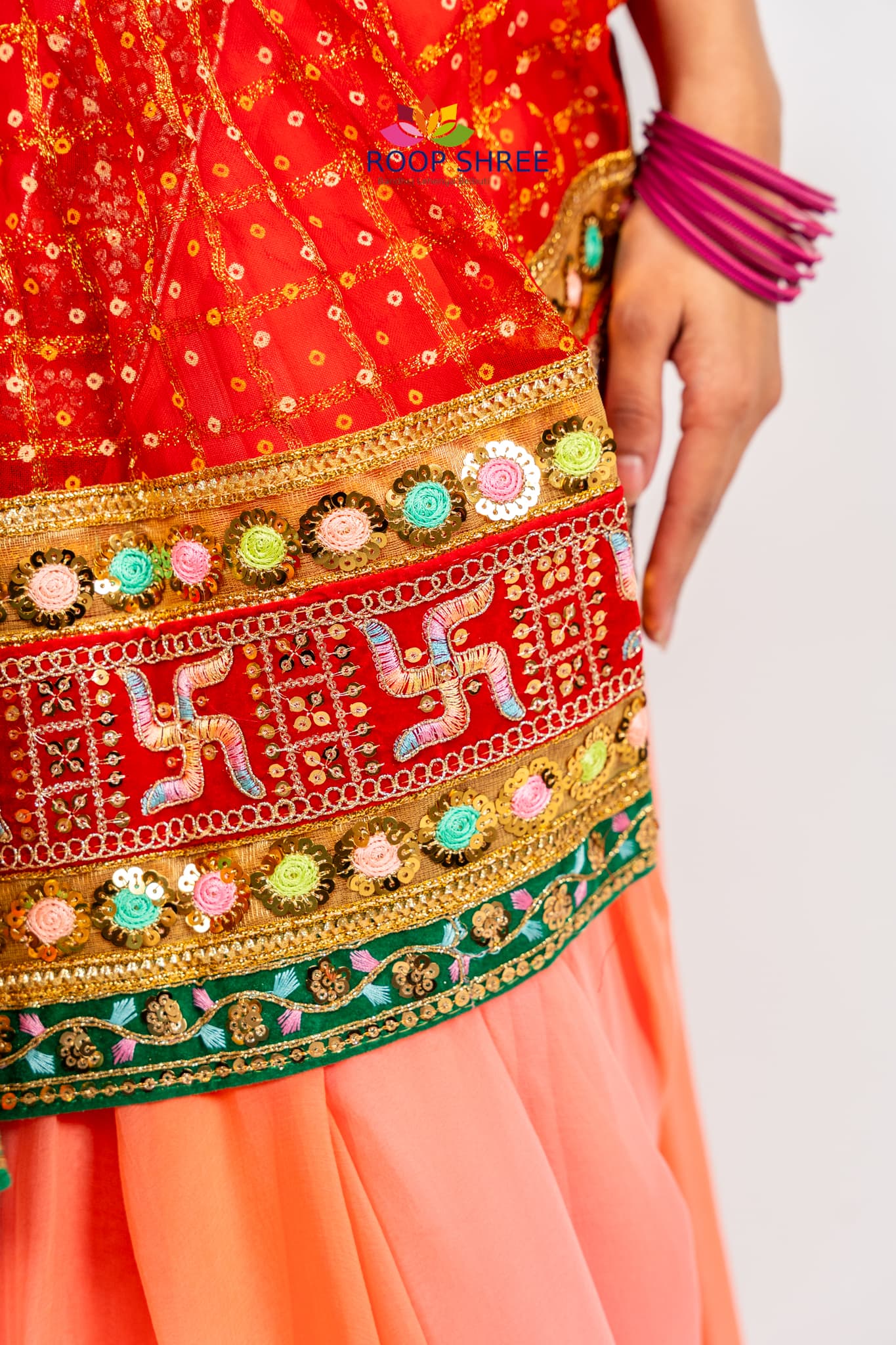 Zari Weaving Fabric with Swastik Buta
