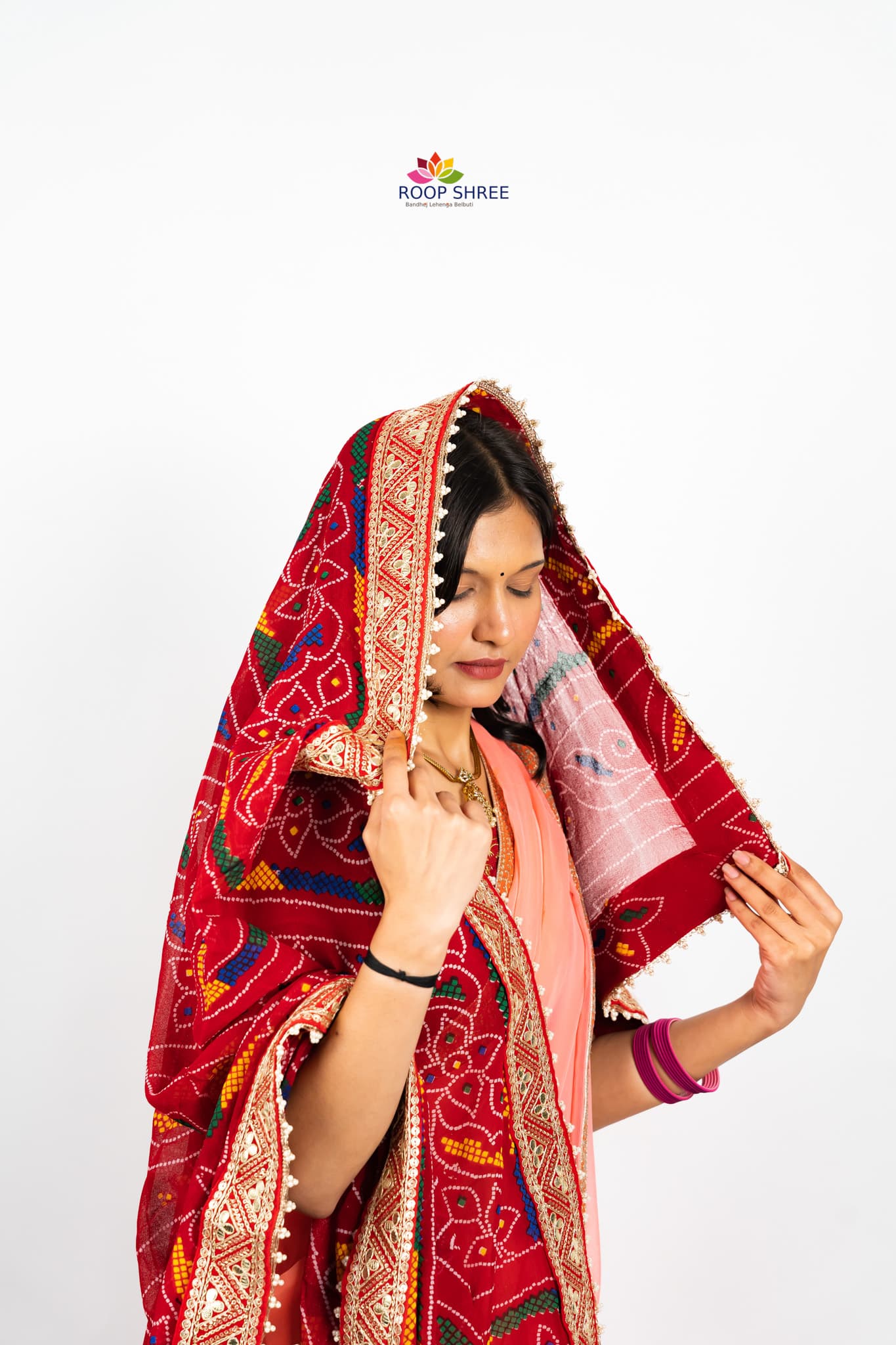 Georgette Chunri Print Dupatta with Gotapatti Lace