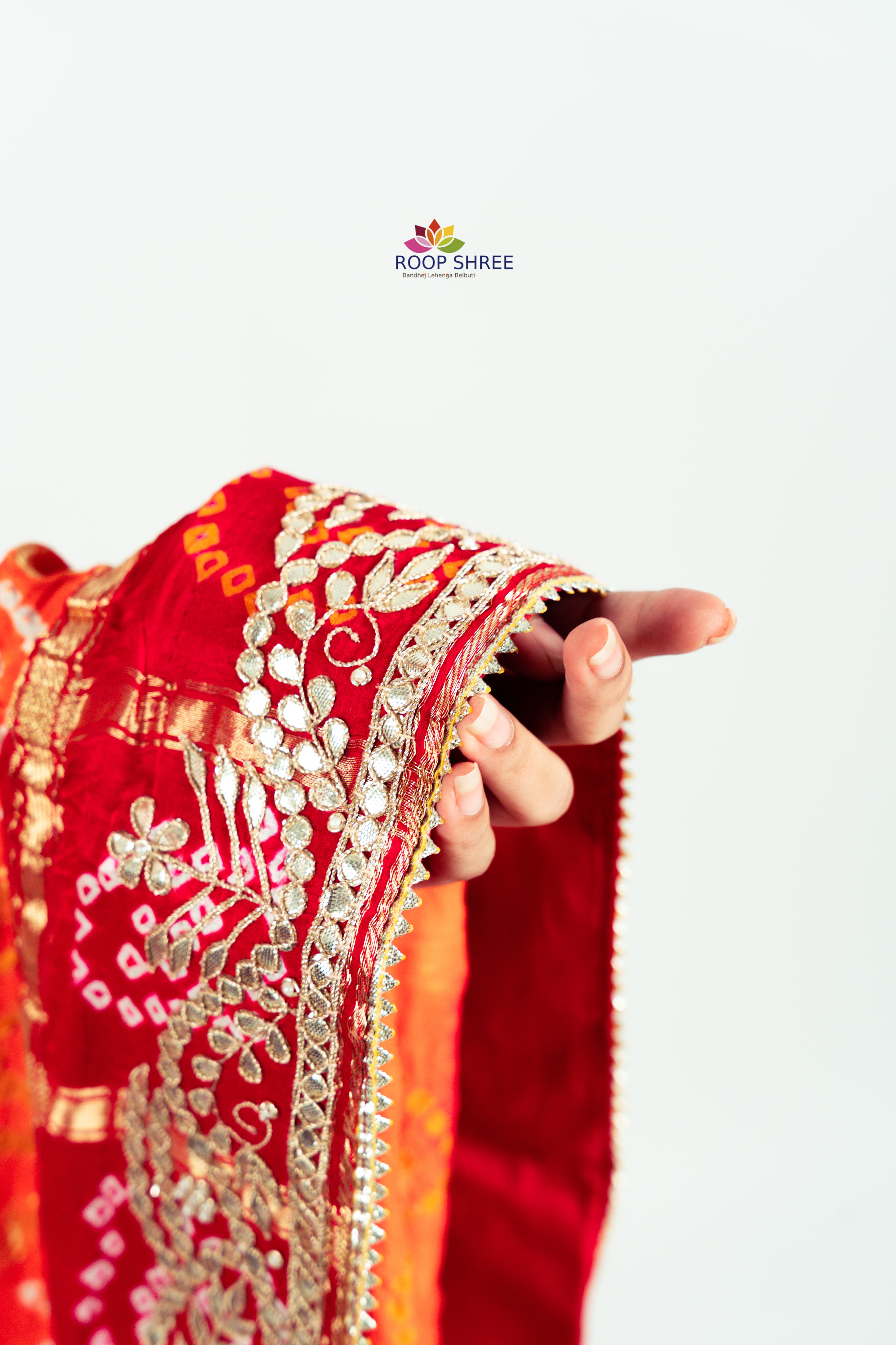 Authentic Rajasthani Gajji Silk Dupatta with Gota Patti in peacock design