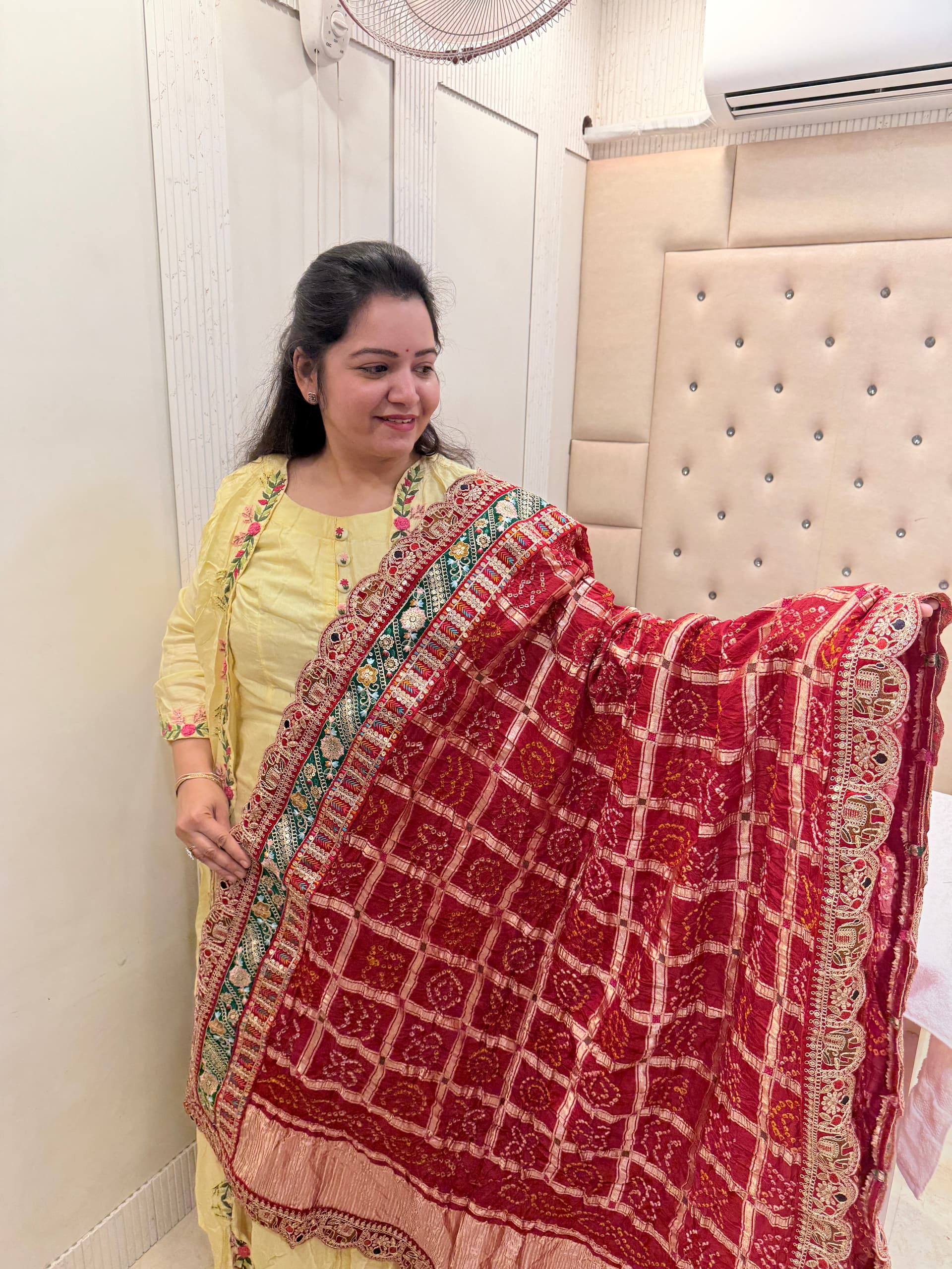 Modal Silk Dupatta with Elephant Lace