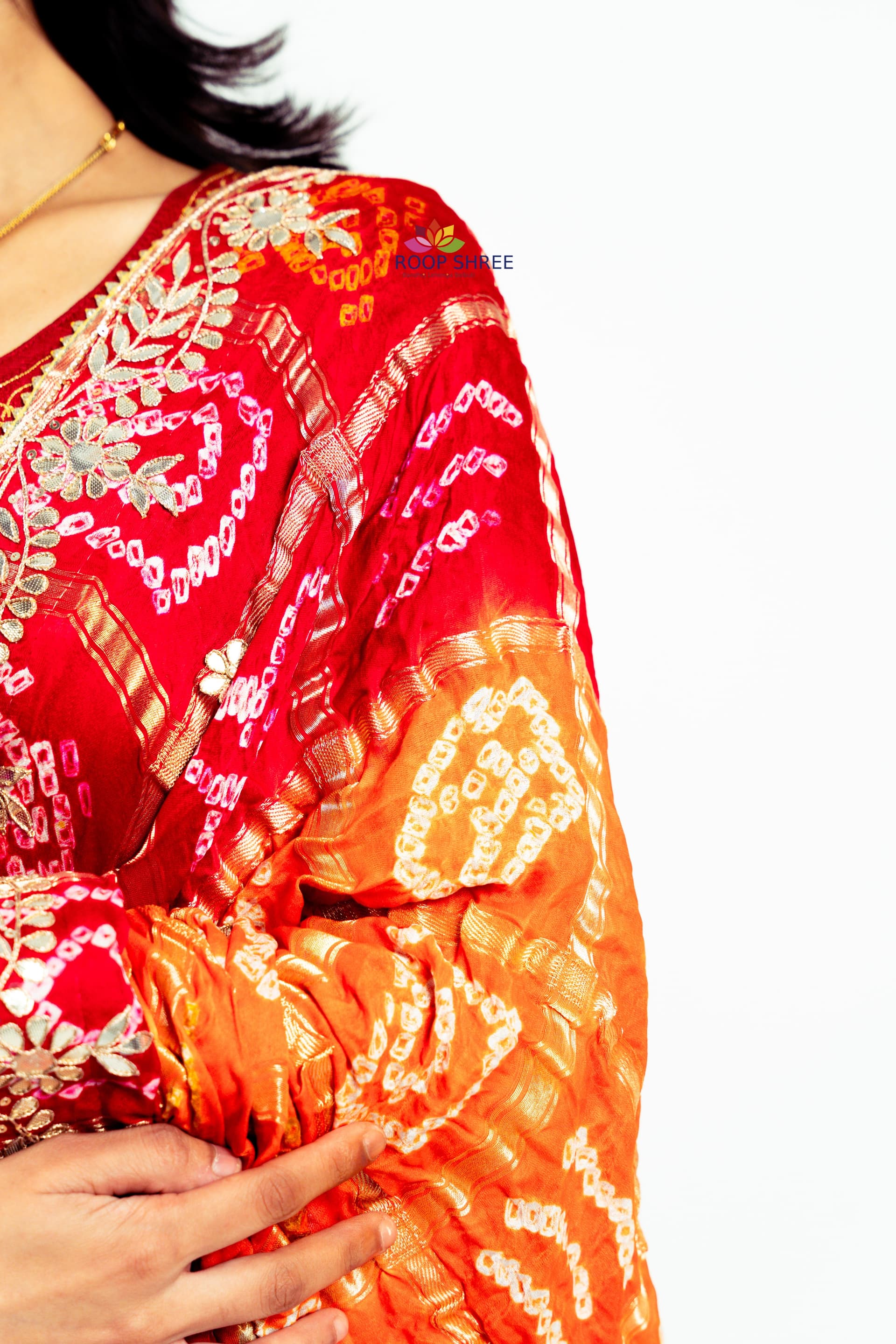 Traditional Gharchola Gajji Silk Dupatta – Handcrafted Gotapatti