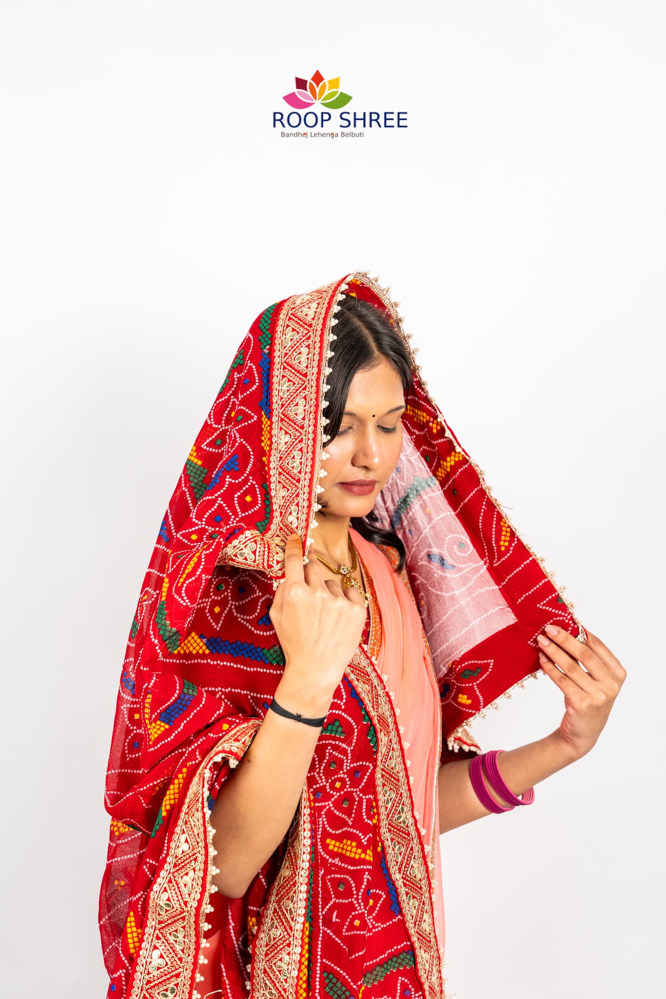 Georgette Chunri Print Dupata With Gotapatti lace