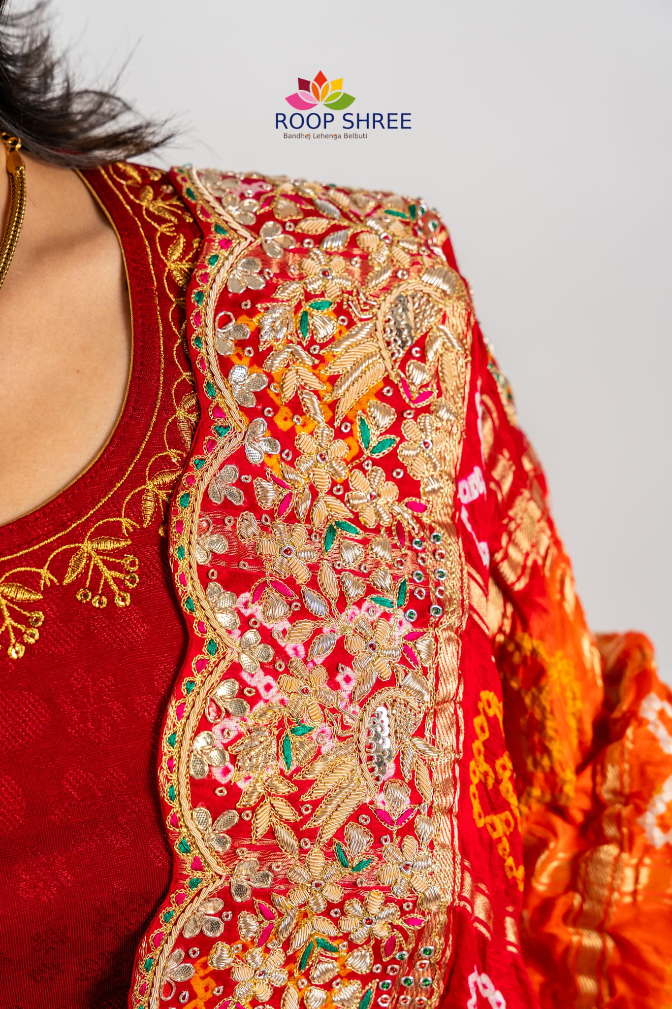 Bridal Collection Gajji Silk Dupatta – Parrot Design