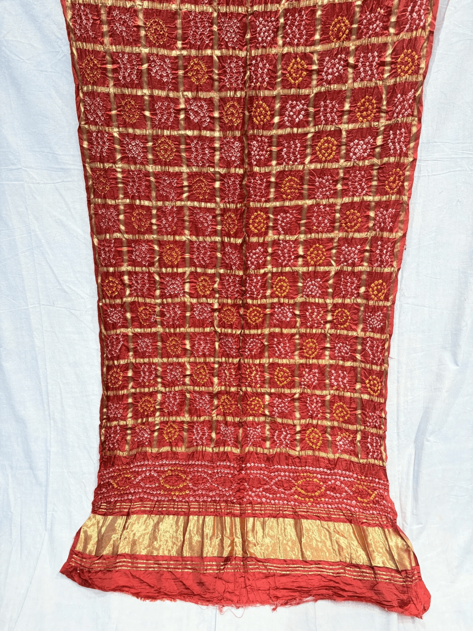 Malai Silk Dupatta In ghatchola hand made Bandhej