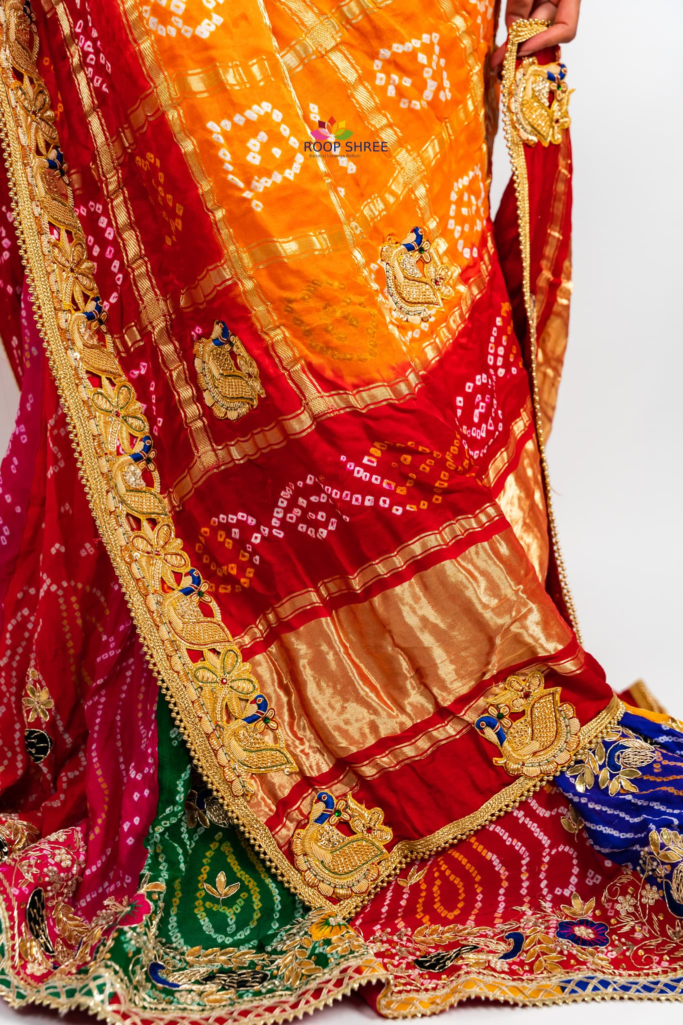 Gajji Silk Peacock design Peela