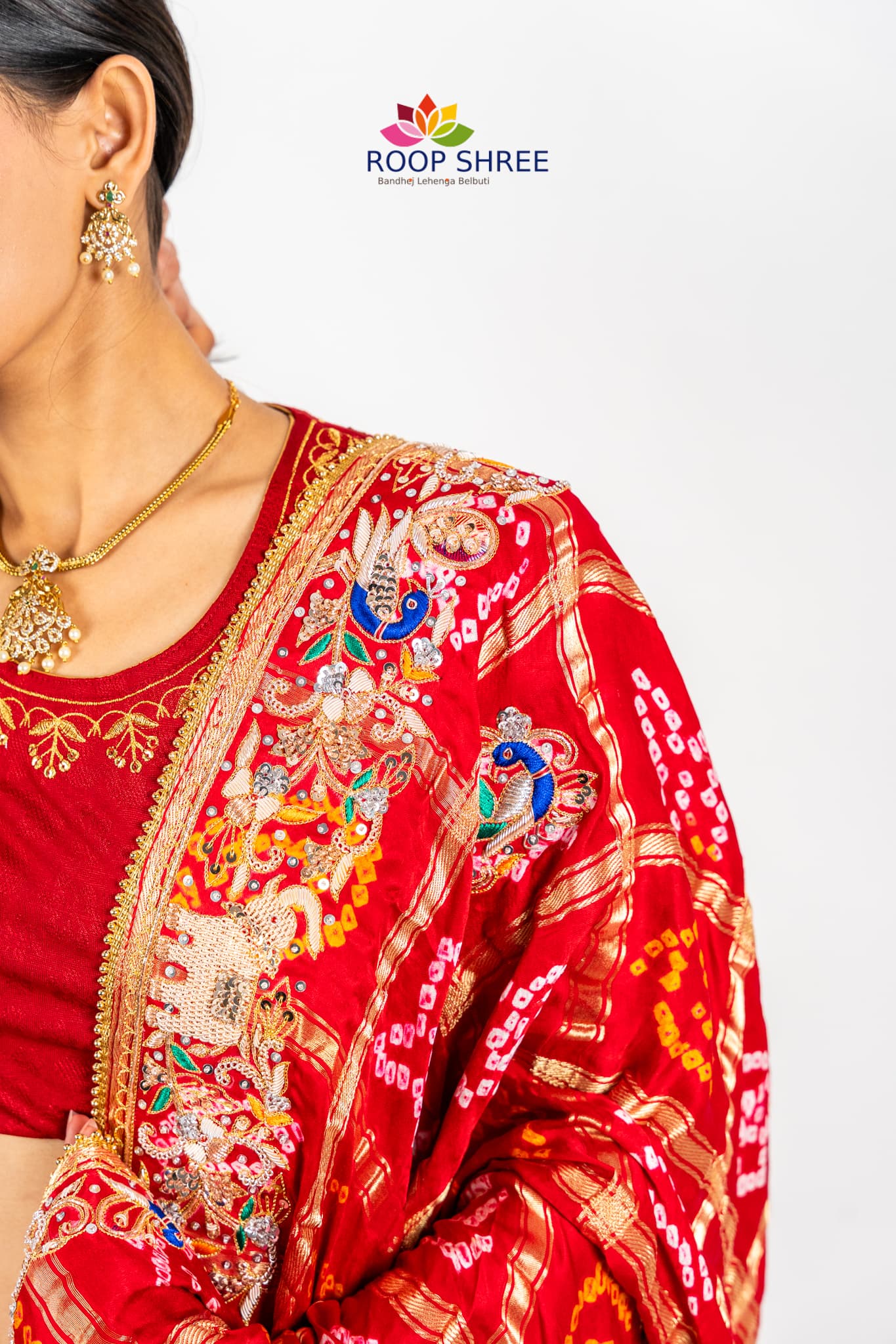 Pure Gajji Silk Red Colour Dupata