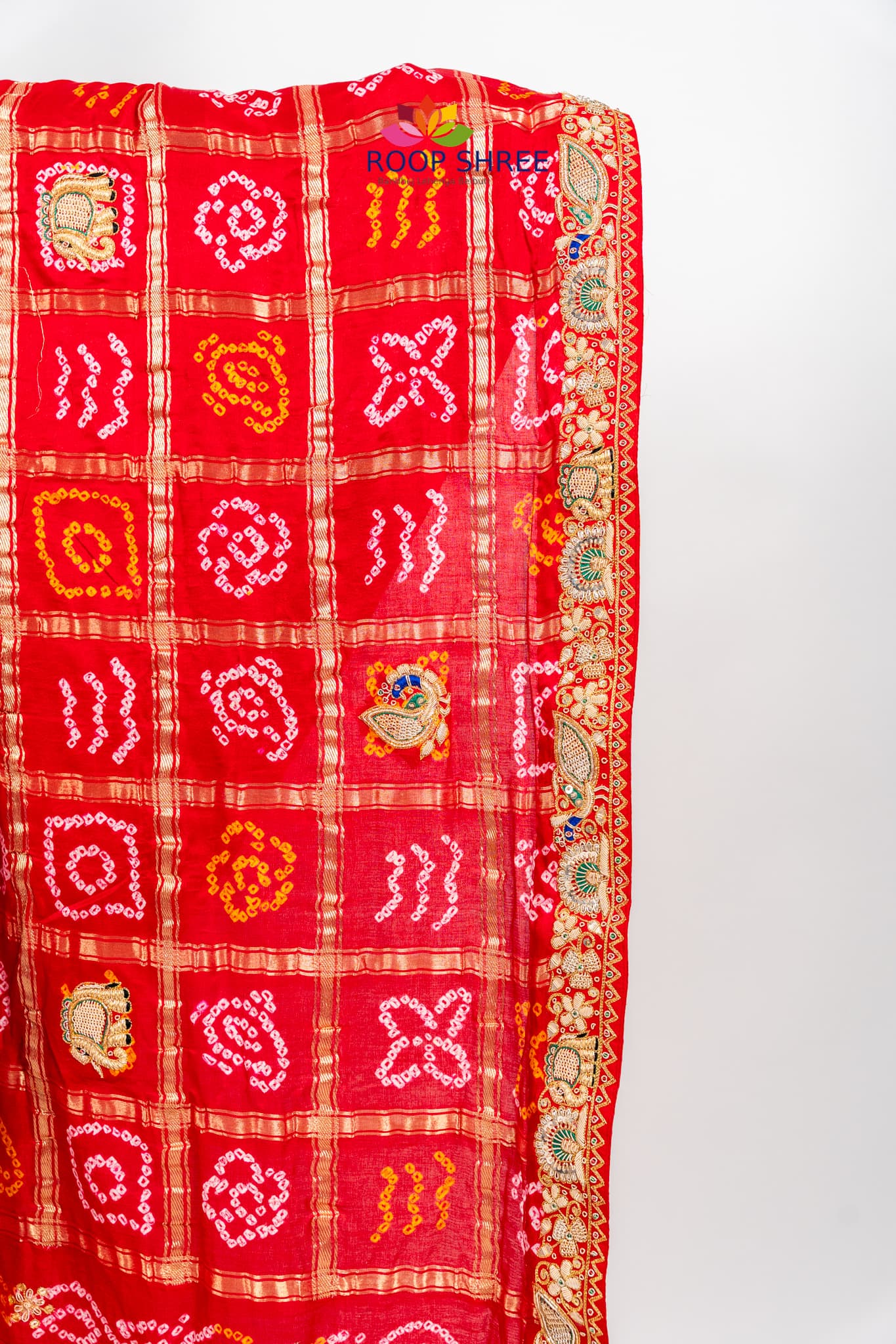 Designer Gajji Silk Wedding Dupatta with Hand-Embroidered Zardozi Pattern