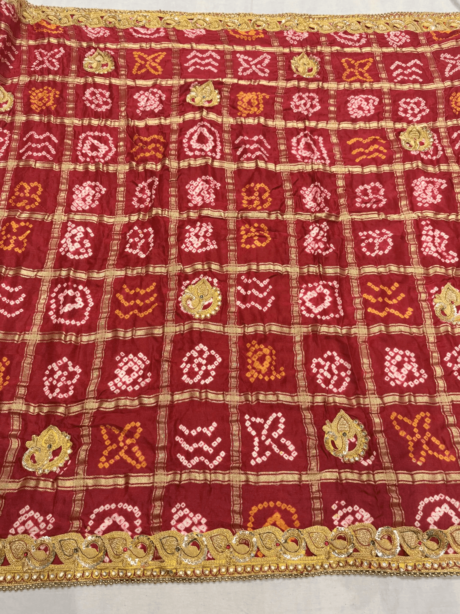 Gajji Silk Stone Line Zardoji Belbuti Chunri