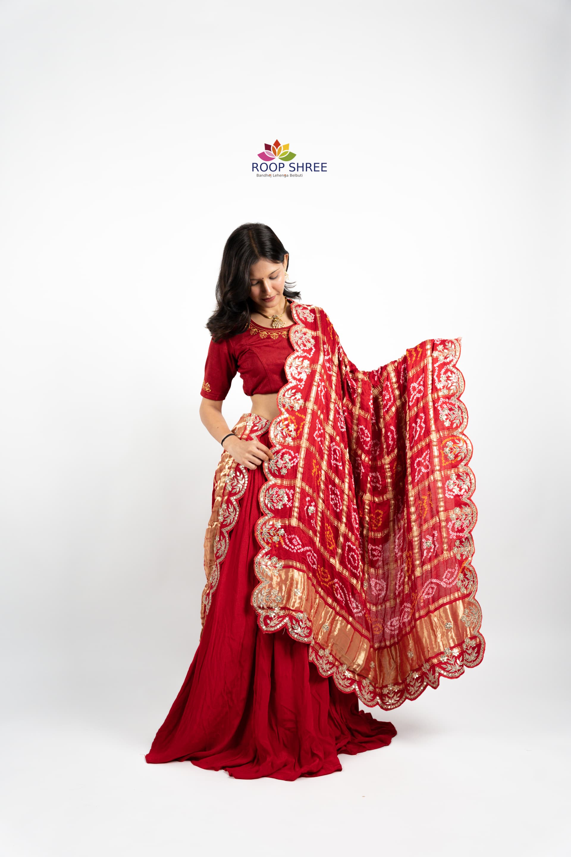 Luxury Handcrafted Gajji Silk Dupatta with Rich  Gotapatti Embroidery