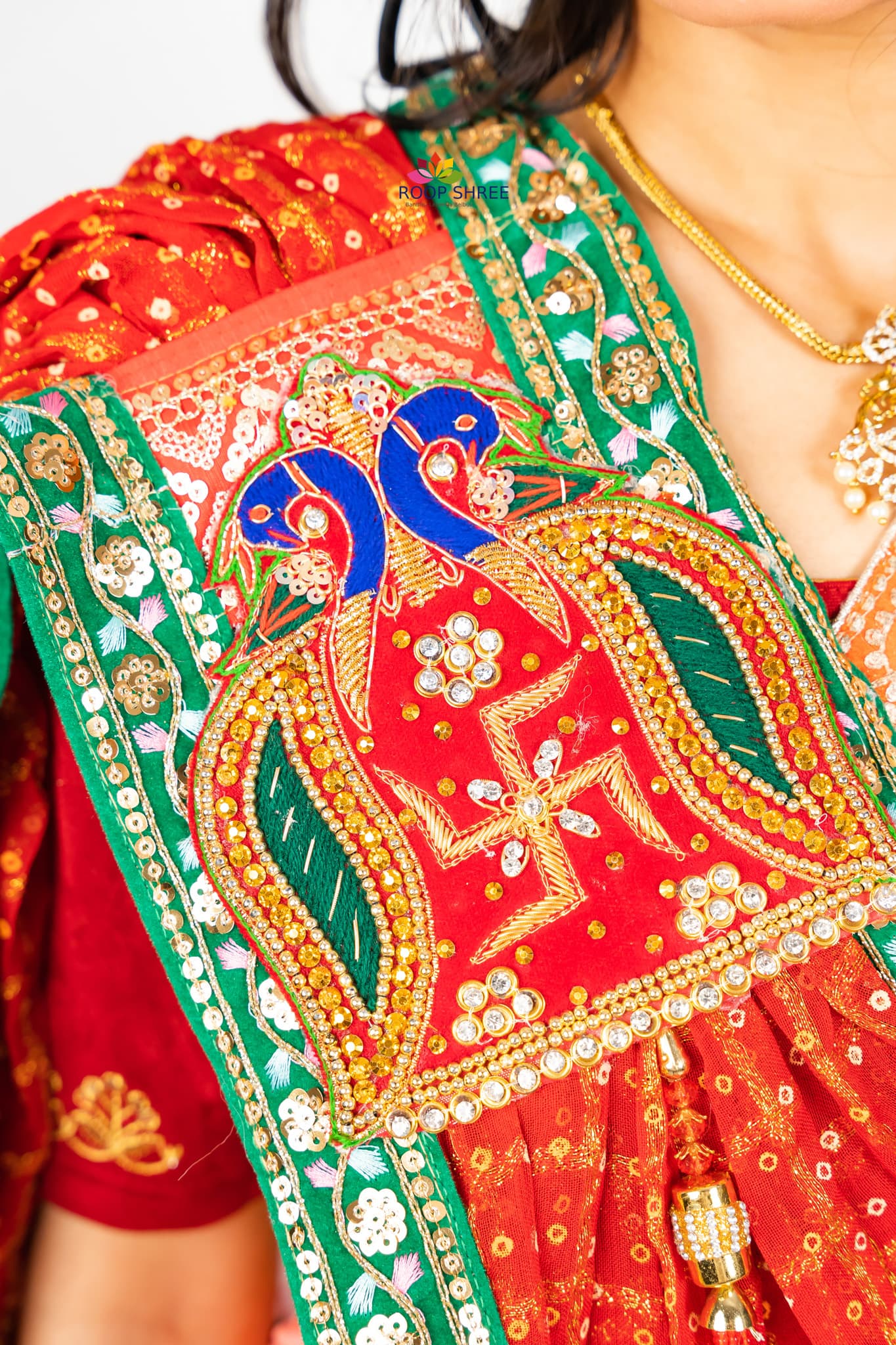 Zari Weaving Fabric with Swastik Buta