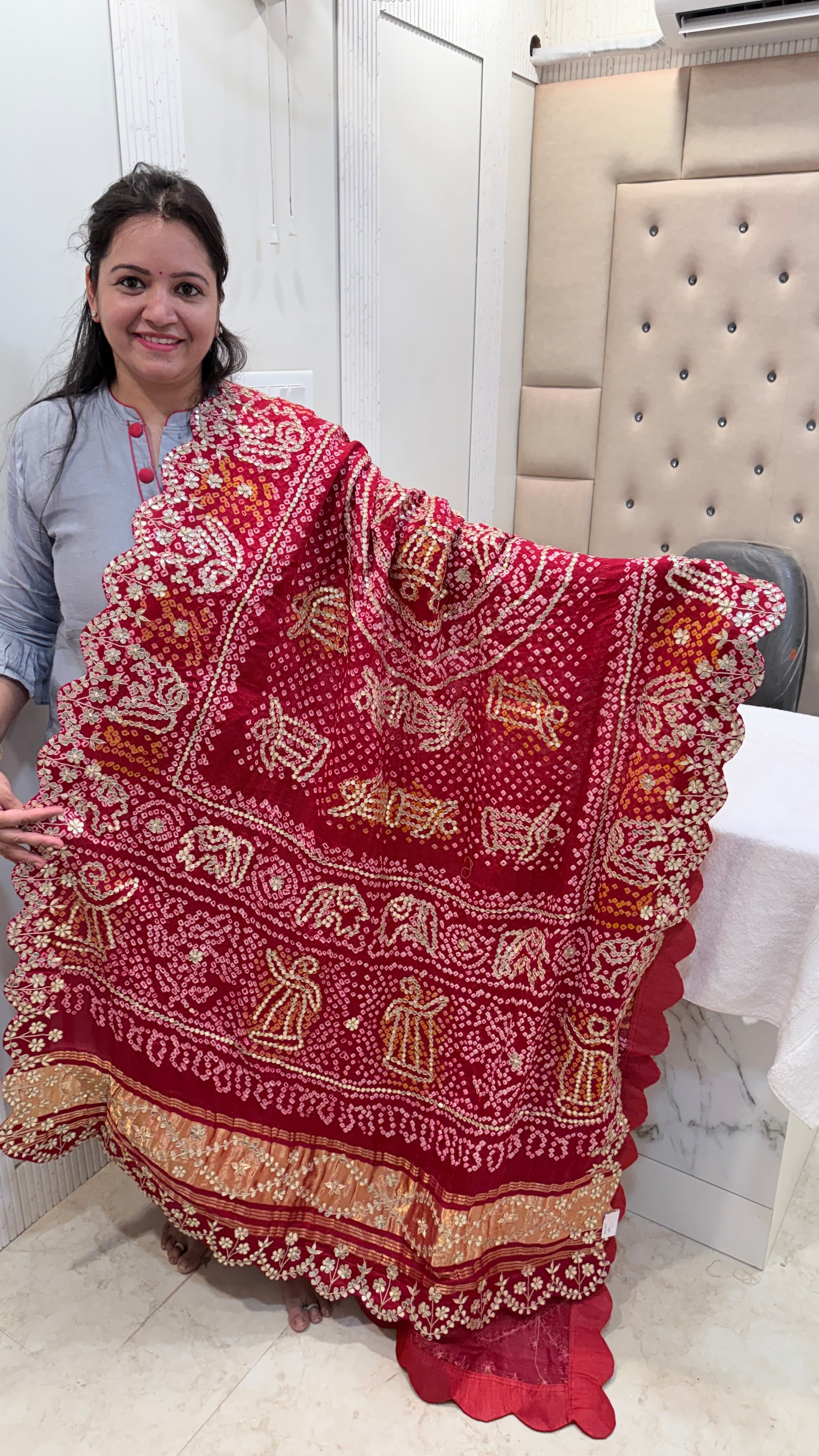 Traditional Gharchola Gajji Silk Dupatta - Highlight Design