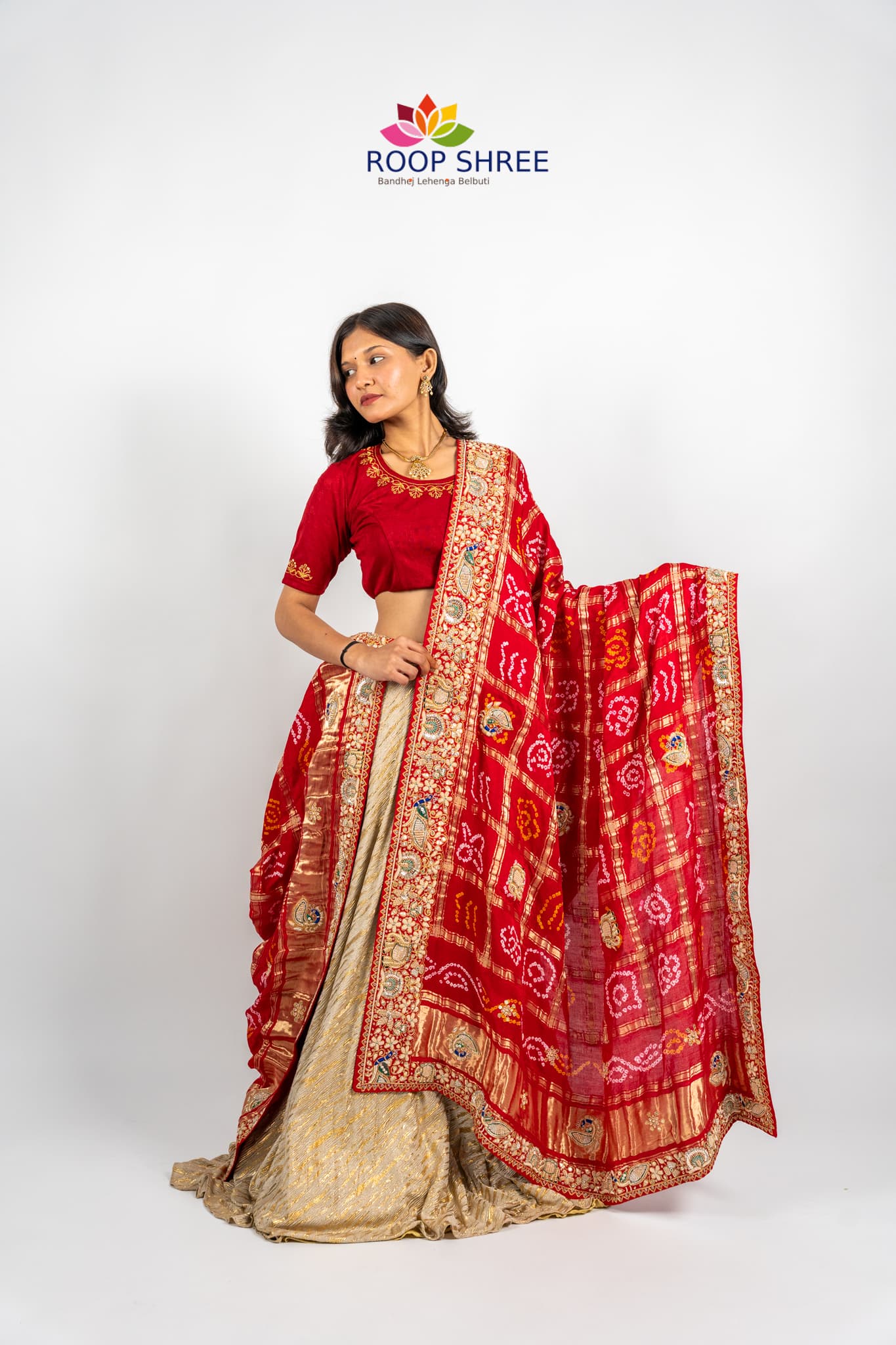 Designer Gajji Silk Wedding Dupatta with Hand-Embroidered Zardozi Pattern