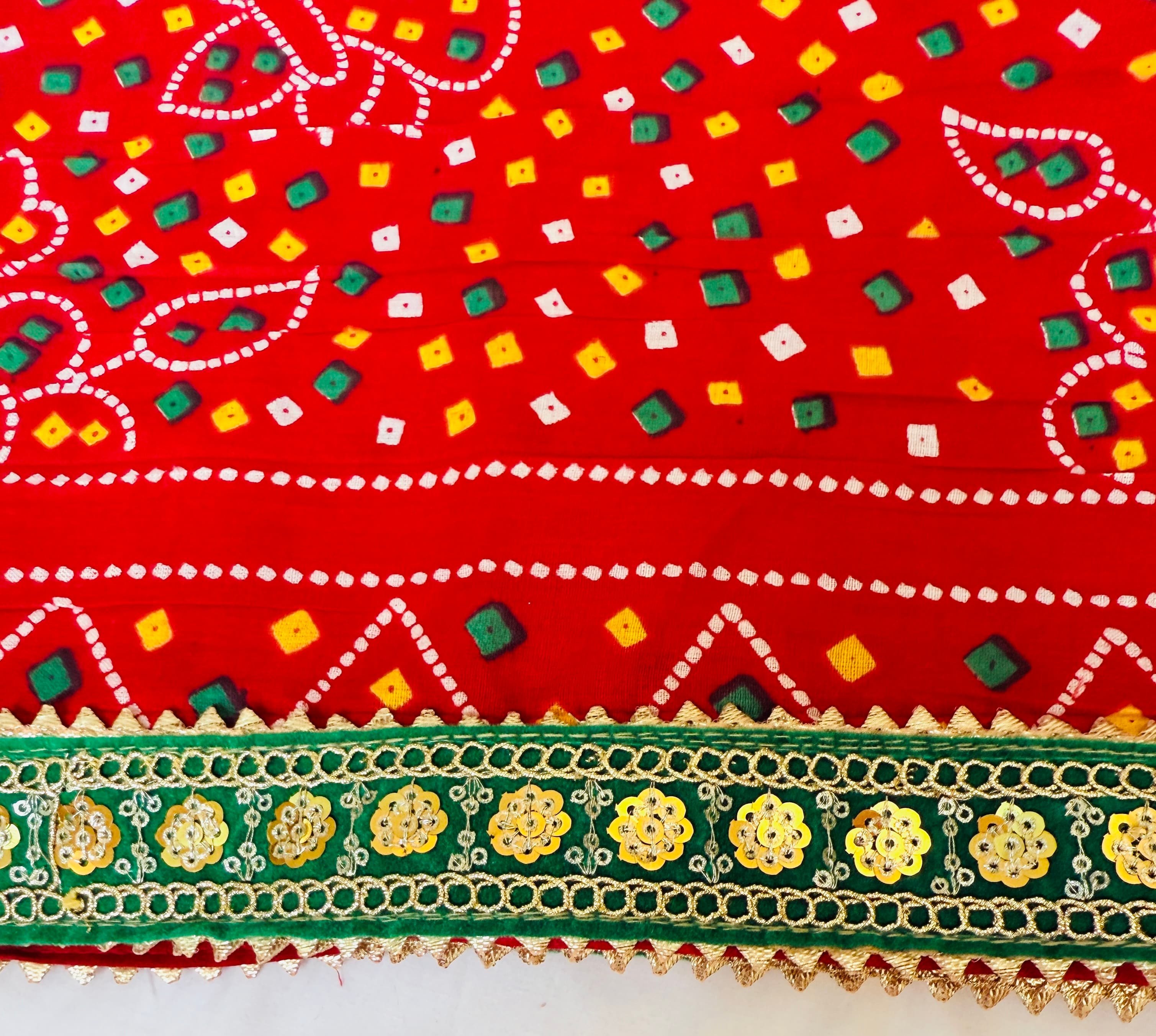 Cotton Dupata with Green Lace