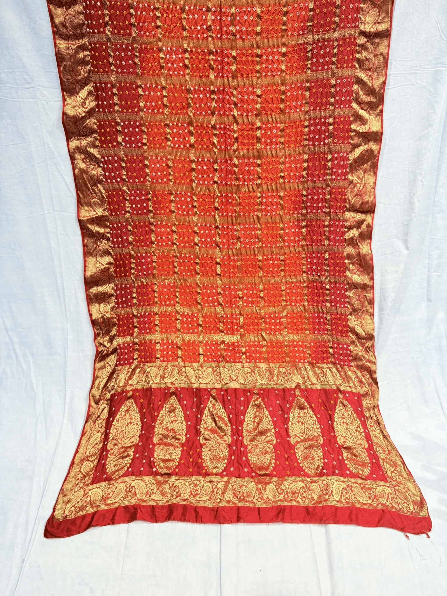 Dola Silk Dupata in Ghatchola Design With Hand Made Bandhej