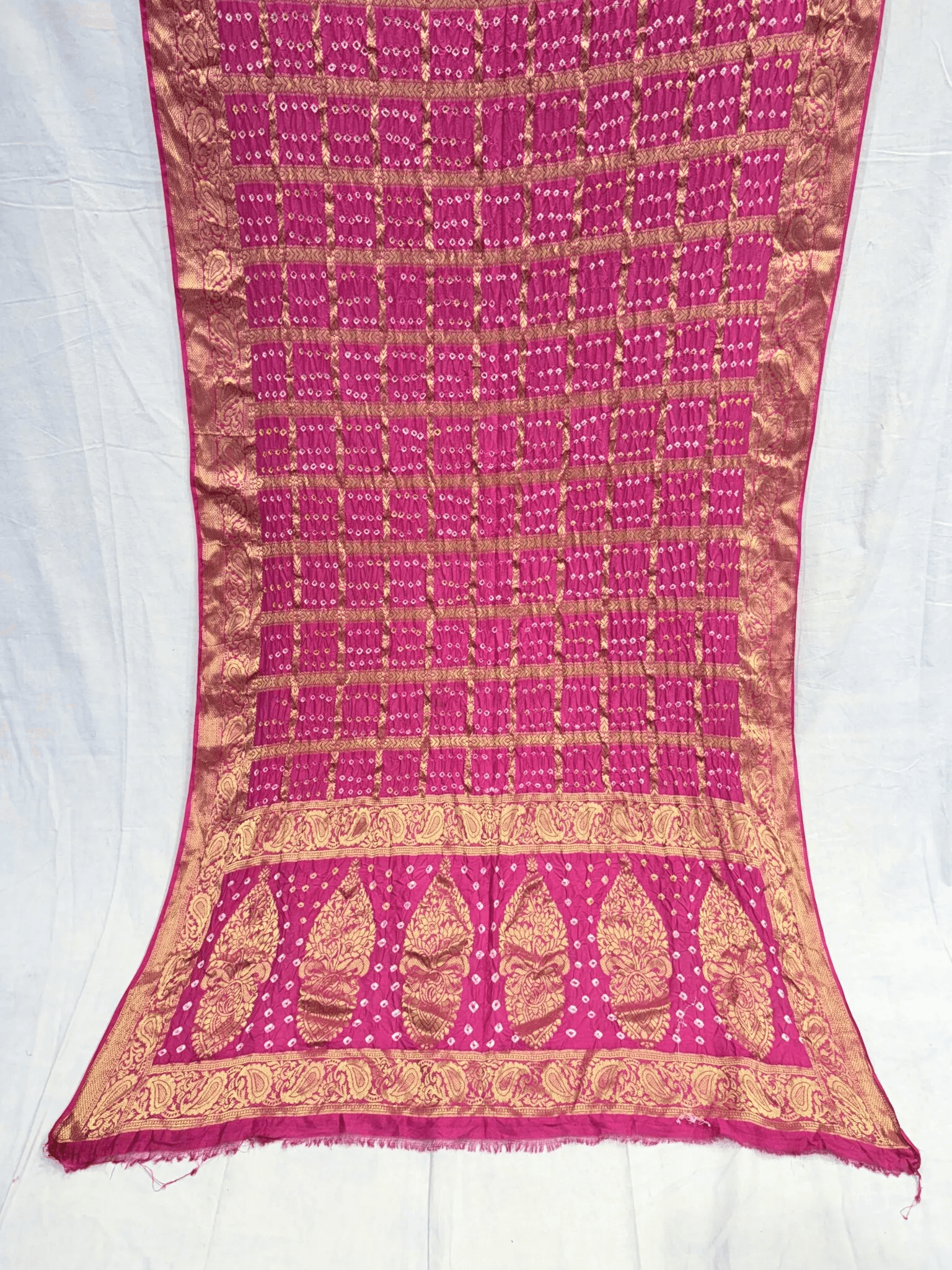 Dola Silk Dupata in Ghatchola Design With Hand Made Bandhej