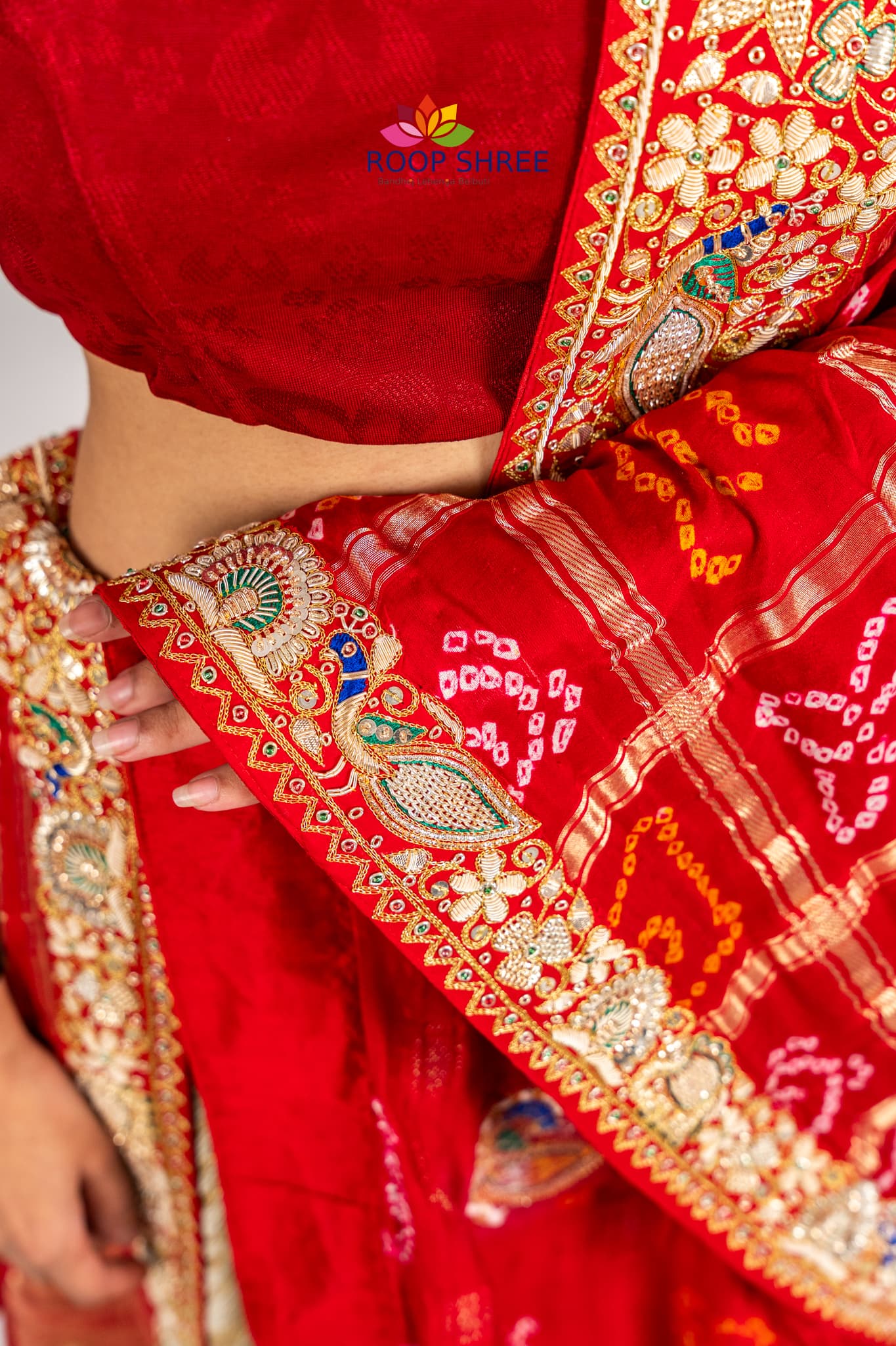 Designer Gajji Silk Wedding Dupatta with Hand-Embroidered Zardozi Pattern