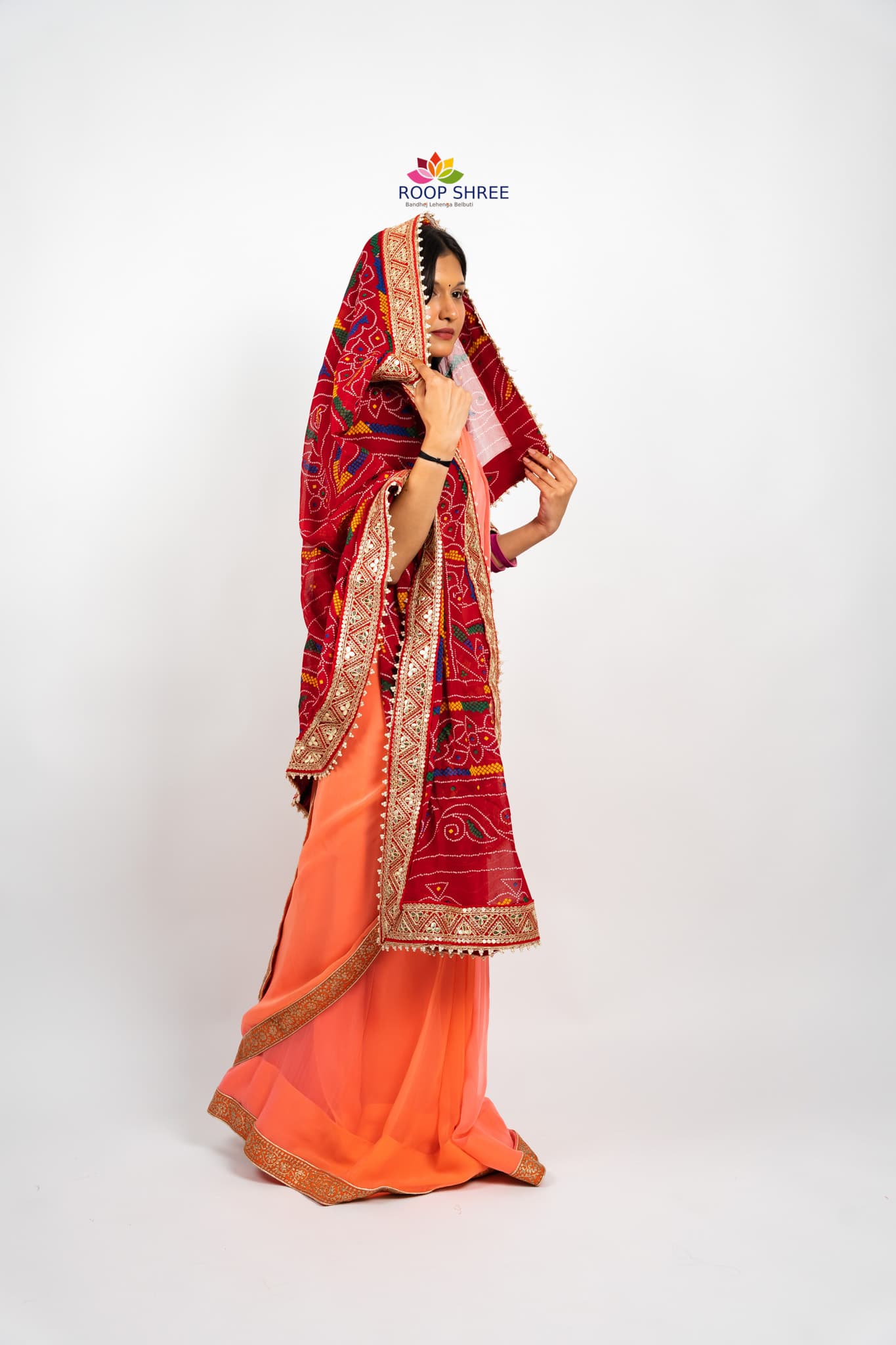 Georgette Chunri Print Dupata With Gotapatti lace