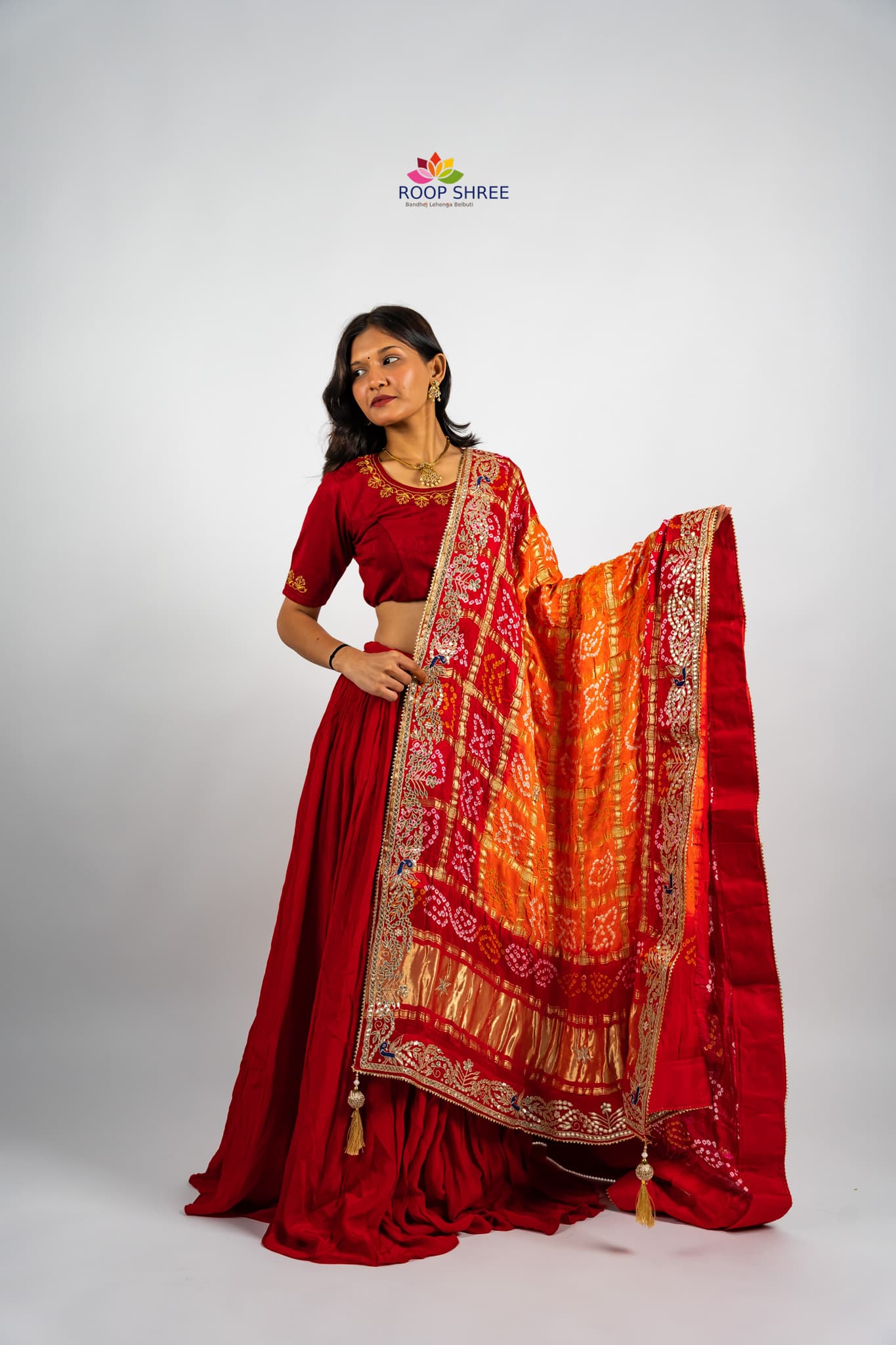 Authentic Rajasthani Gajji Silk Dupatta with Gotapatti in peacock design