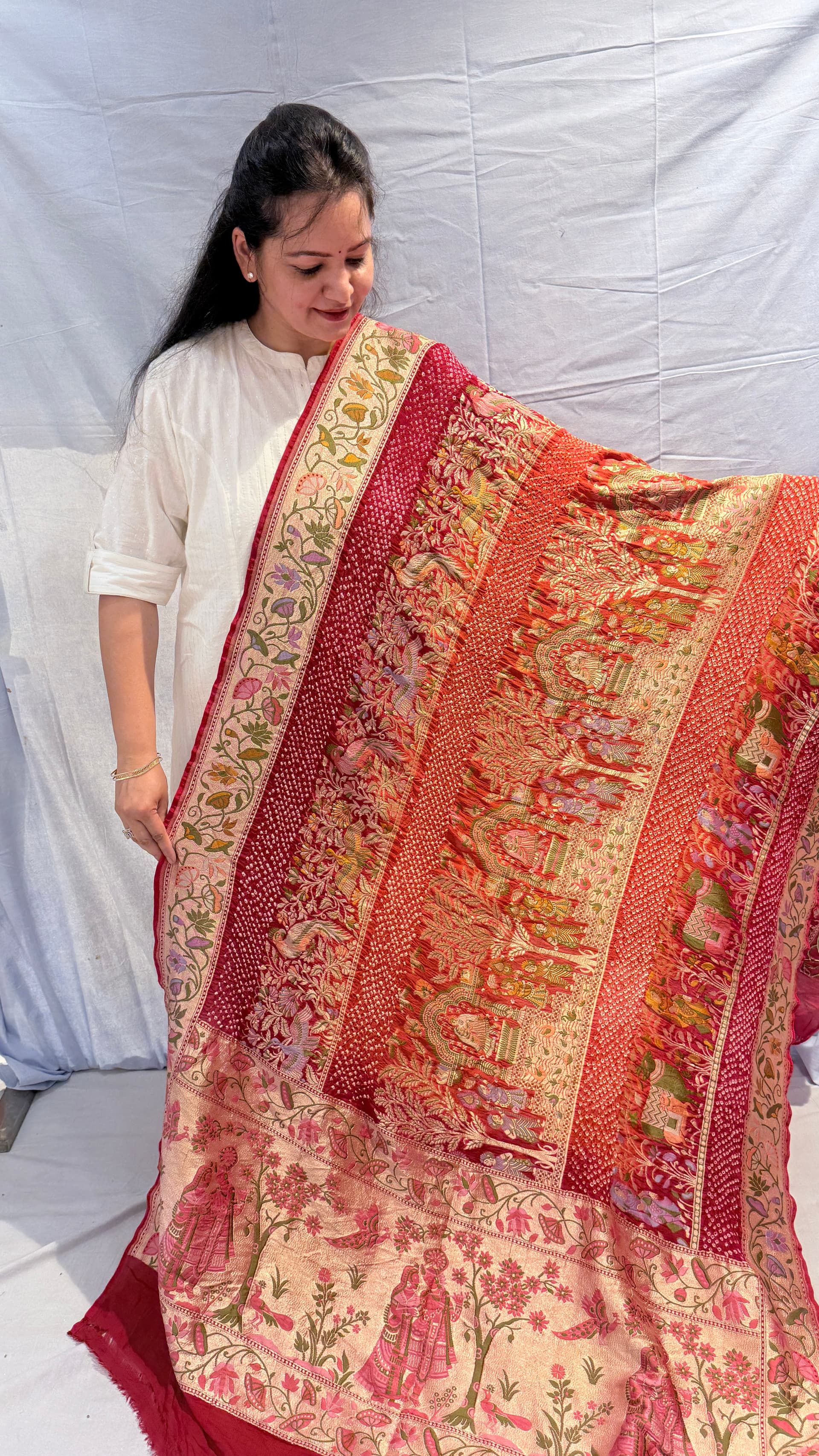 Luxury Kadhi Georgette Meenakari Woven Barat Dupatta