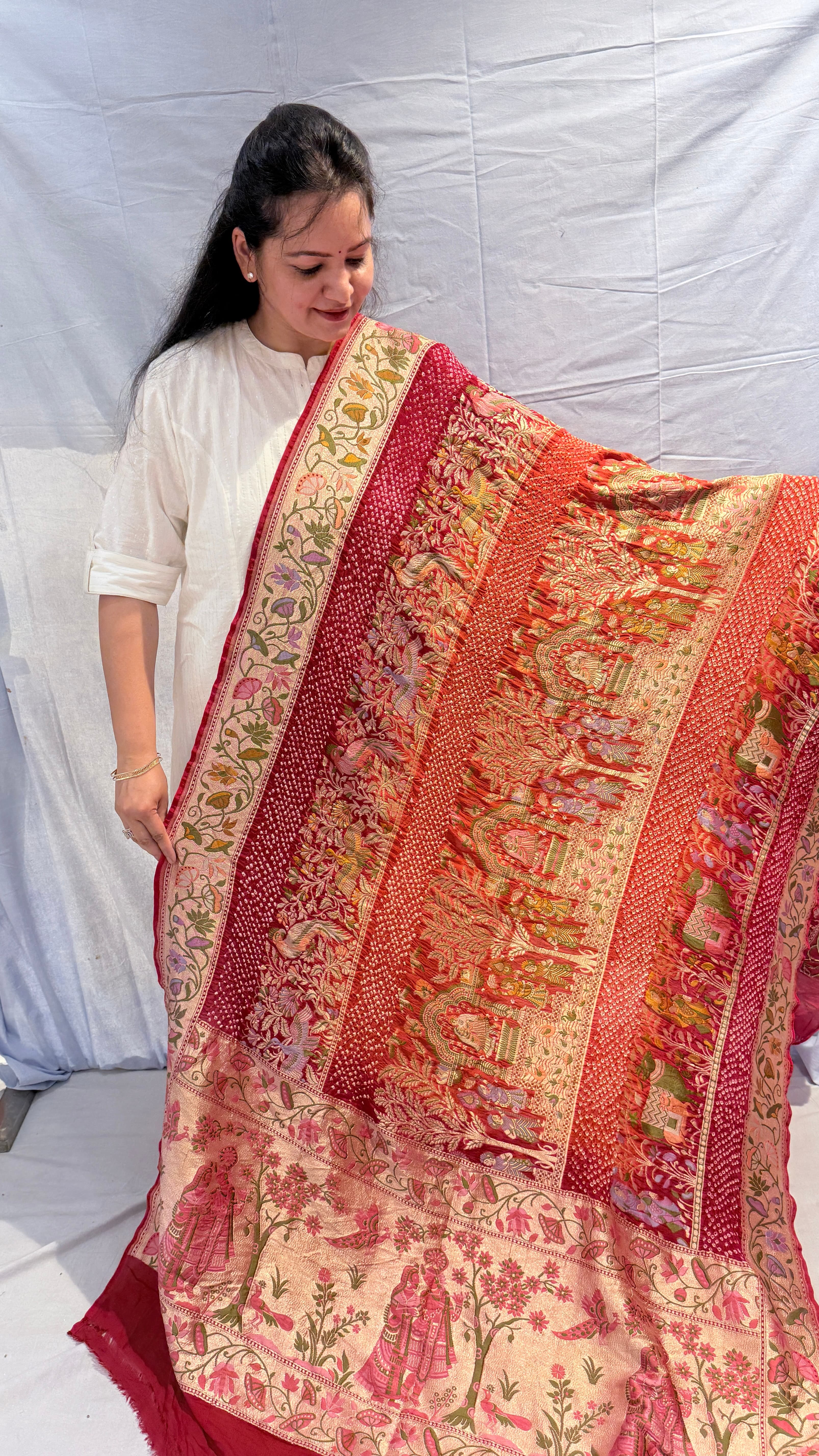 Luxury Kadhi Georgette Meenakari Woven Barat Dupatta