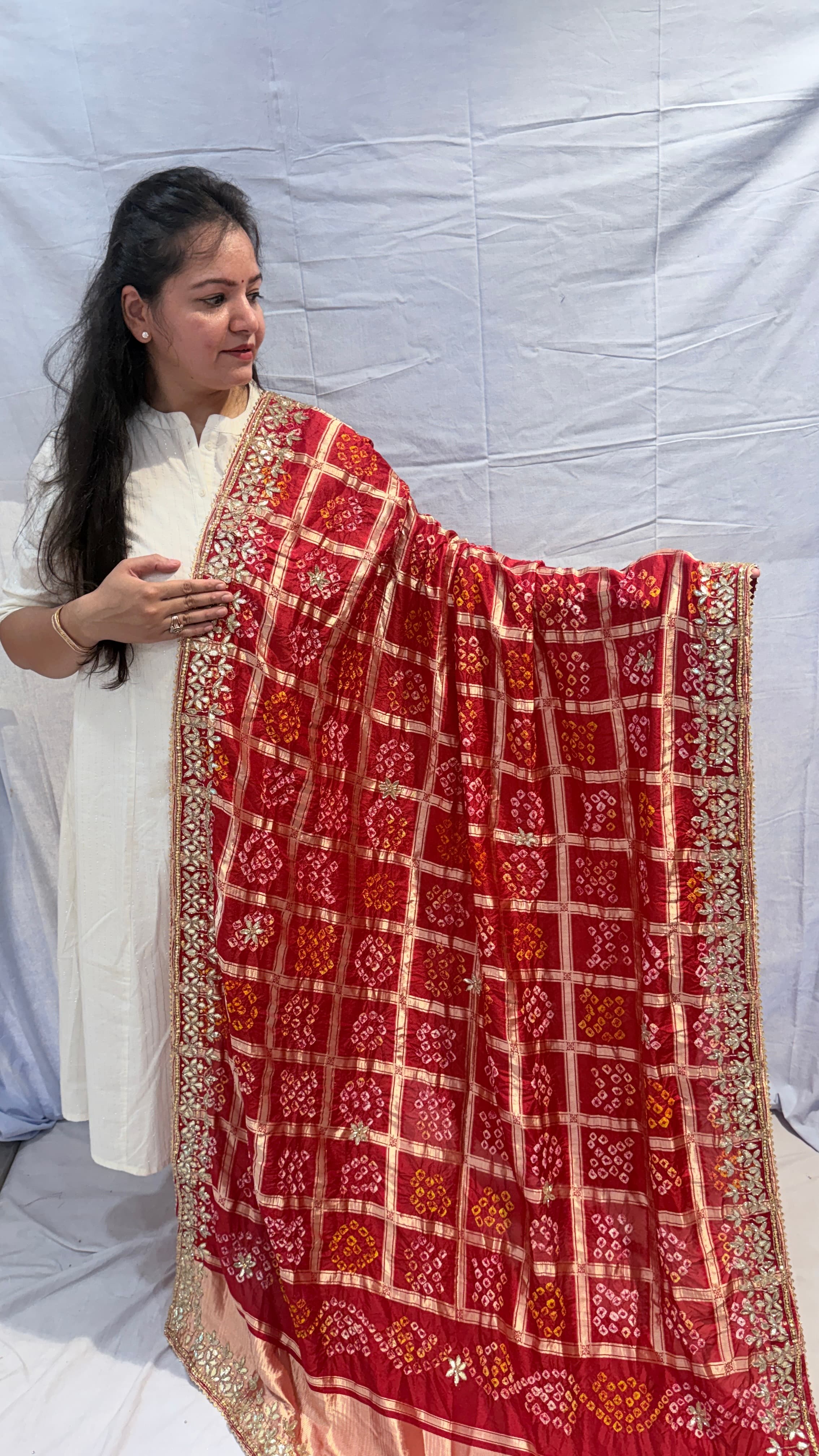 Handcrafted Gota Patti Malai Silk Dupatta
