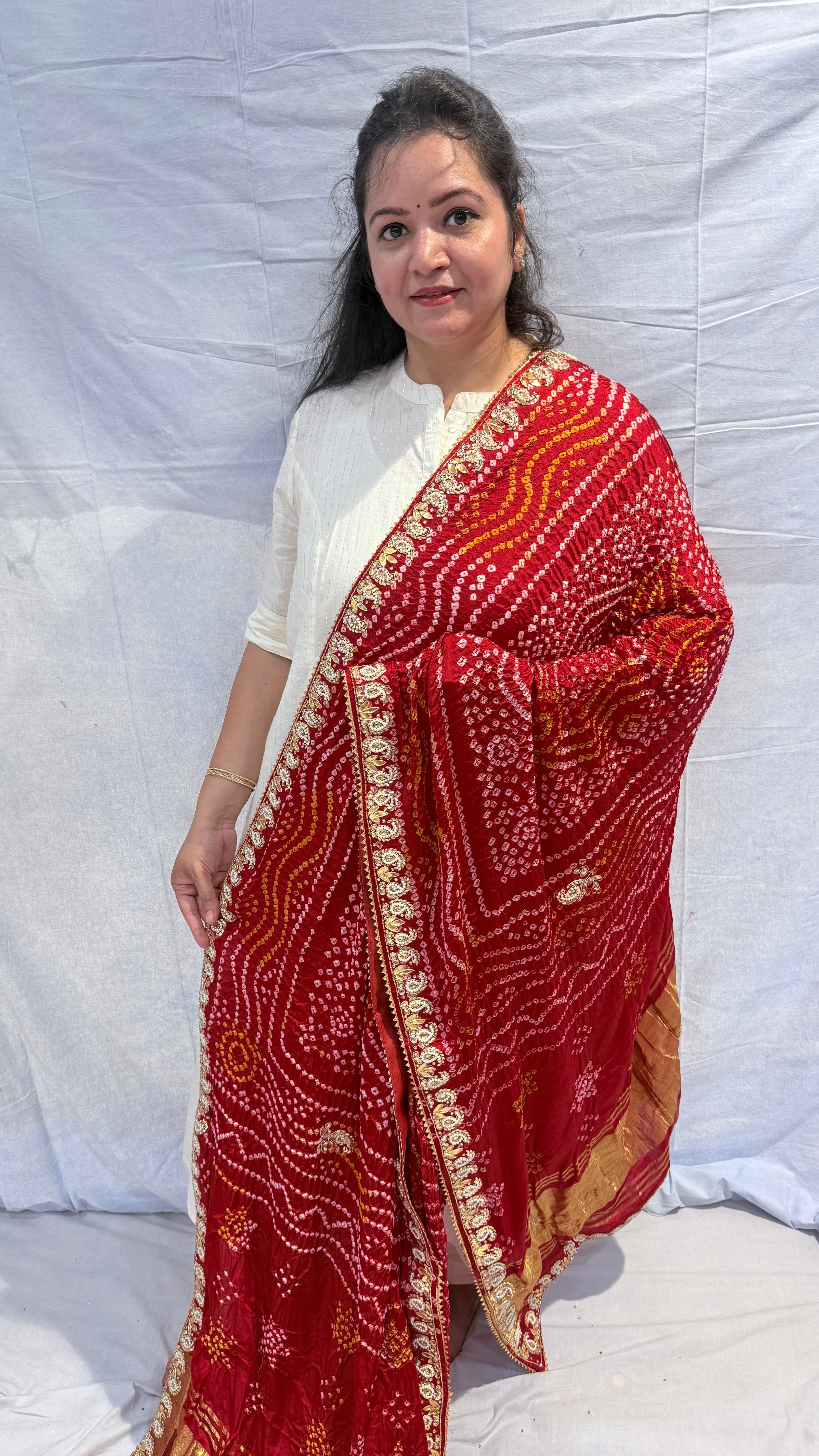 Wedding Special Malai Silk Dabka & Moti Gota Patti Dupatta