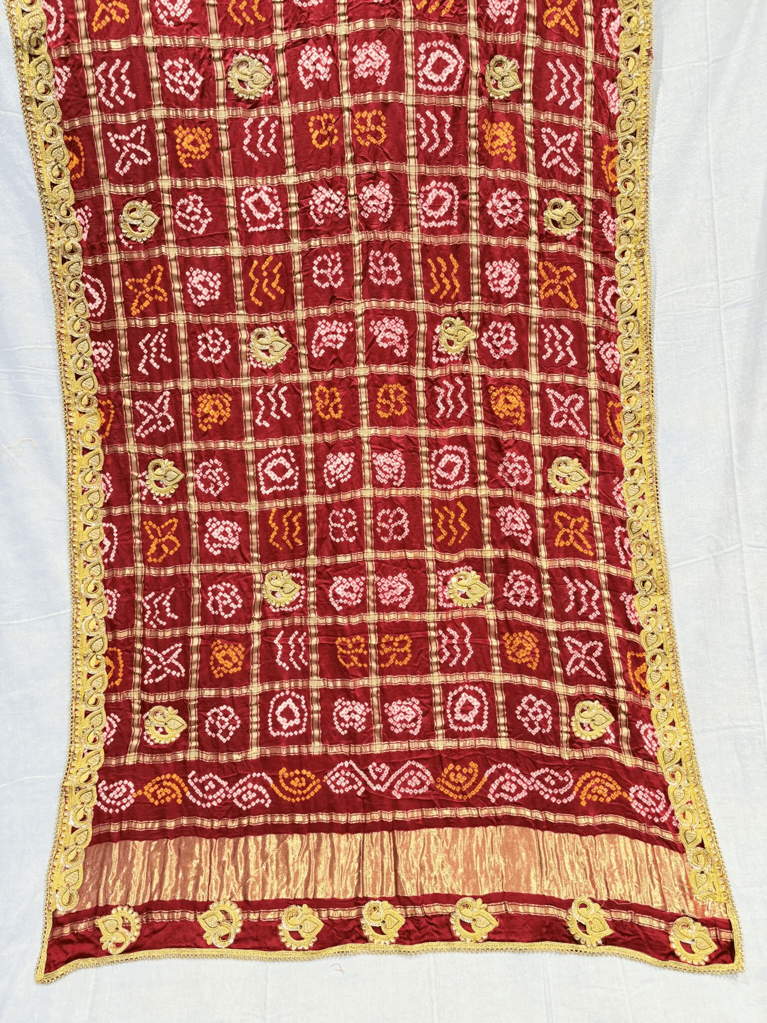 Gajji Silk Stone Line Zardoji Belbuti Chunri