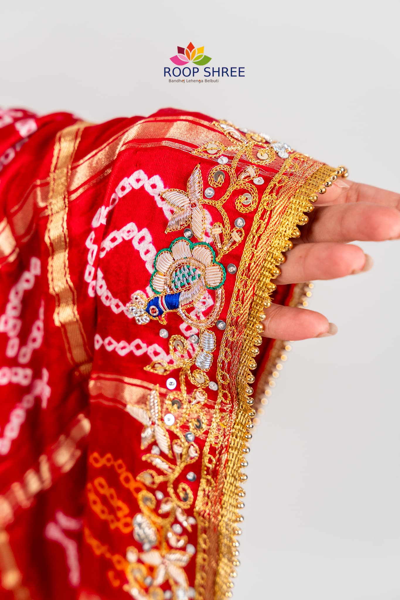 Heritage Bandhani Gajji Silk Dupatta with Royal Zardozi