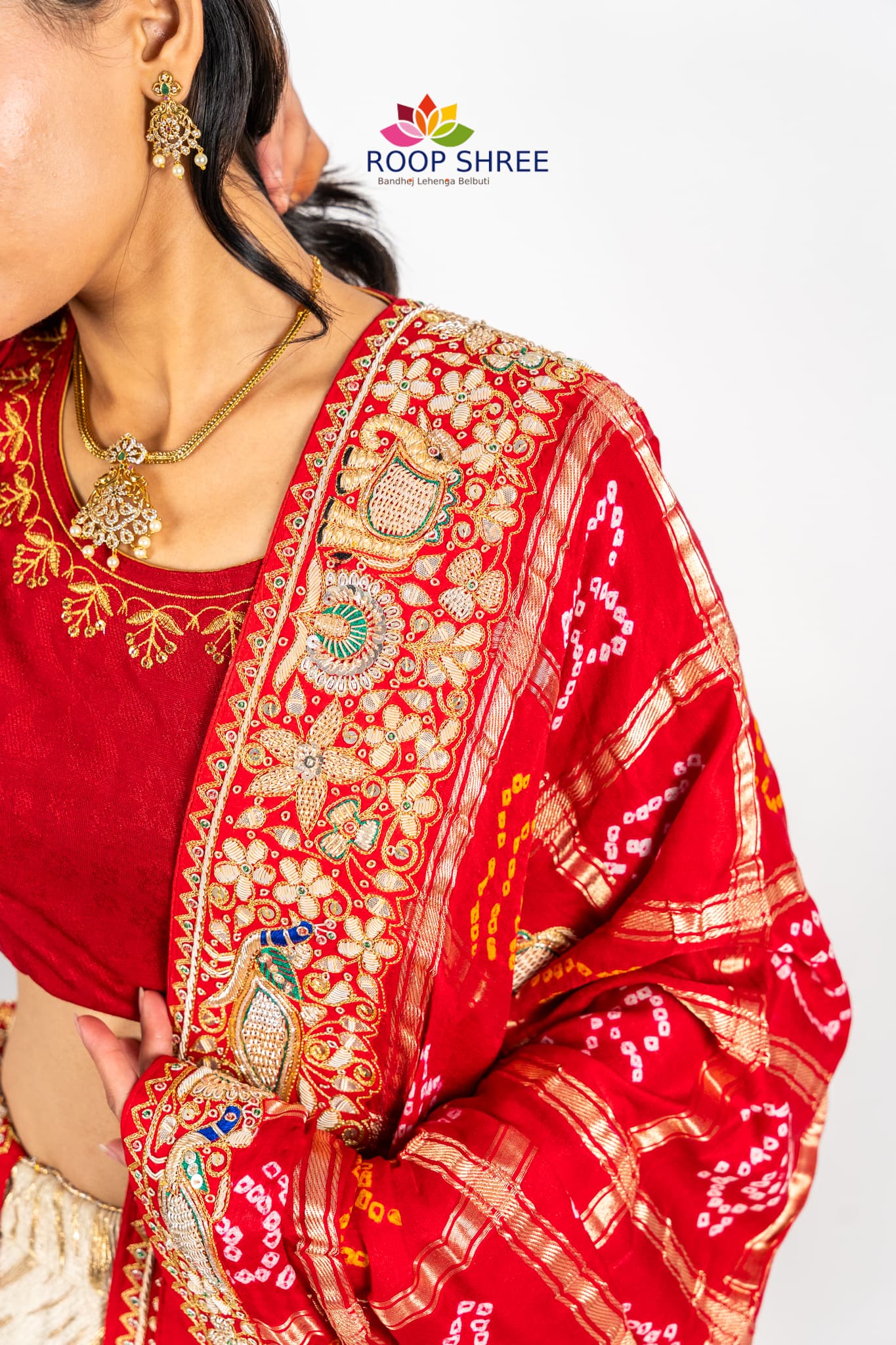 Designer Gajji Silk Wedding Dupatta with Hand-Embroidered Zardozi Pattern