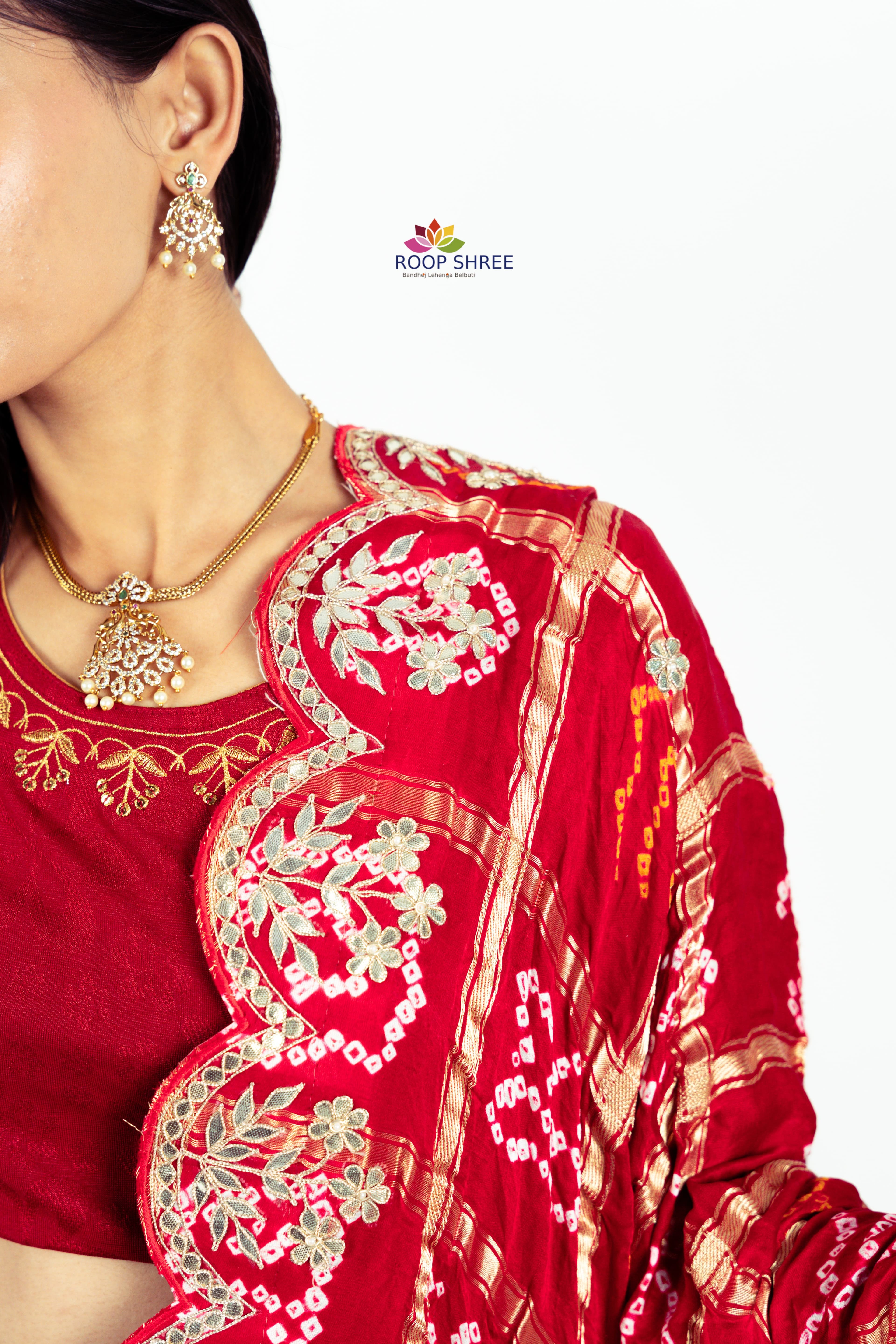 Luxury Handcrafted Gajji Silk Dupatta with Rich  Gota Patti Embroidery