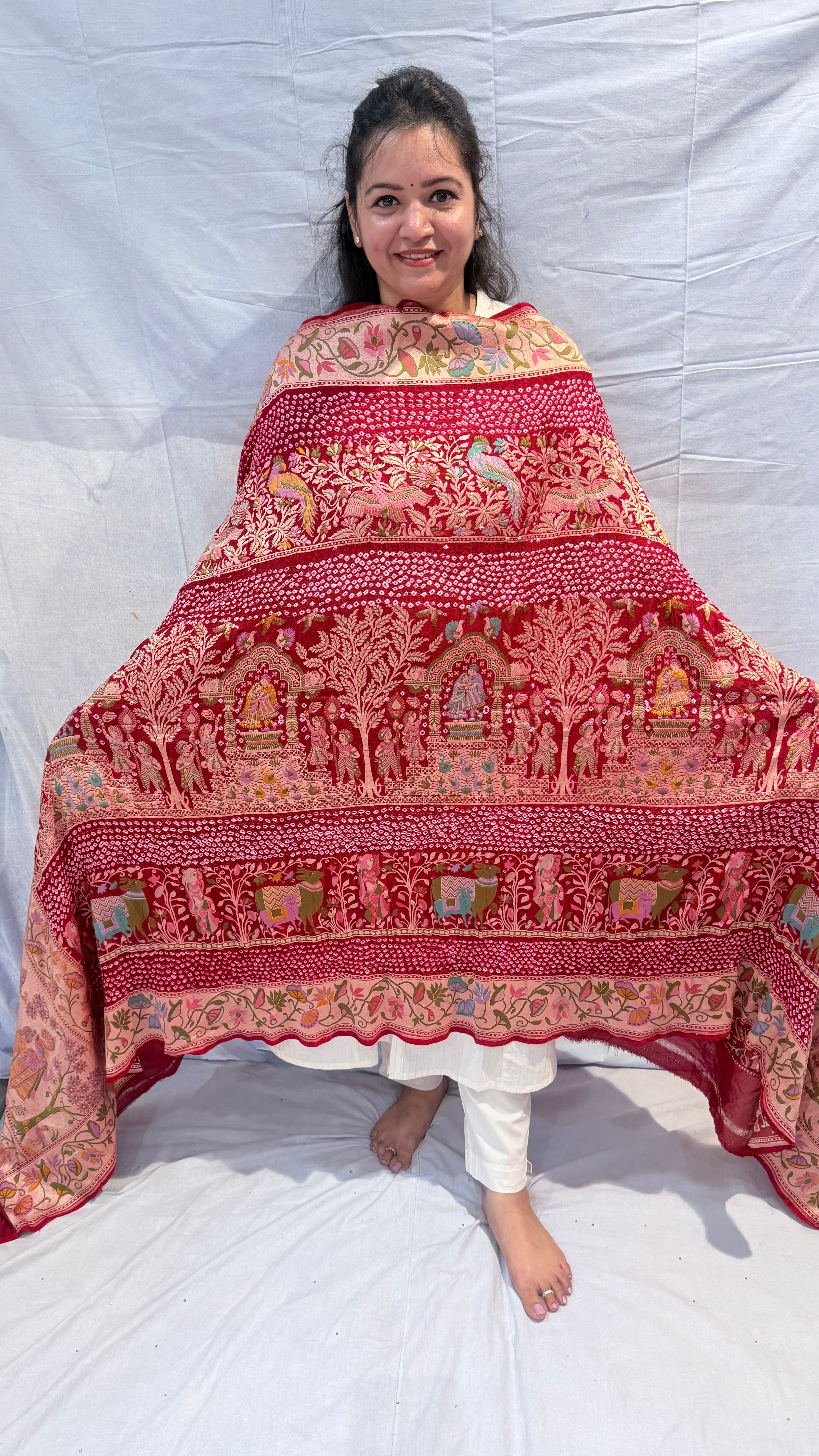Luxury Kadhi Georgette Meenakari Woven Barat Dupatta