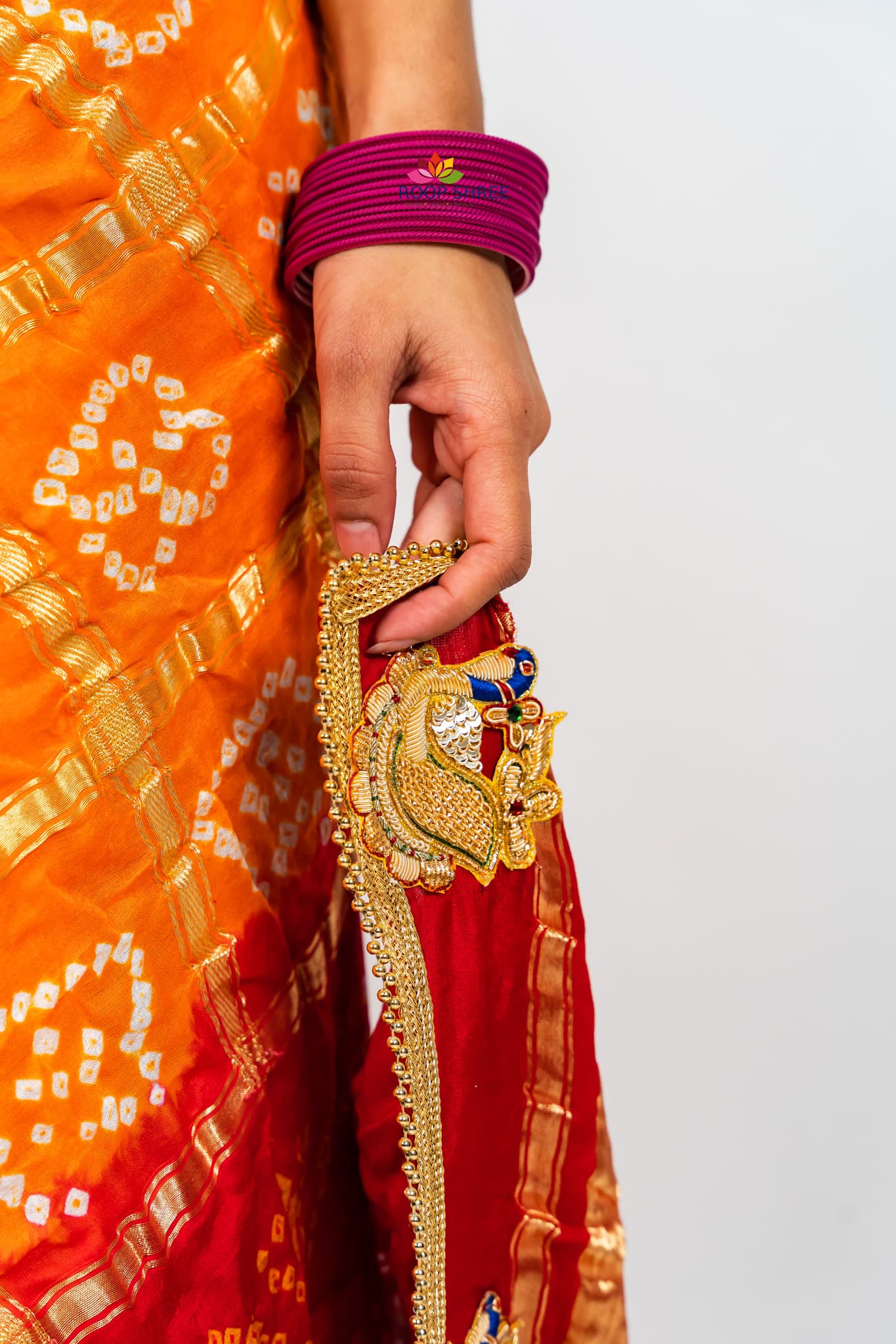Gajji Silk Peacock design Peela