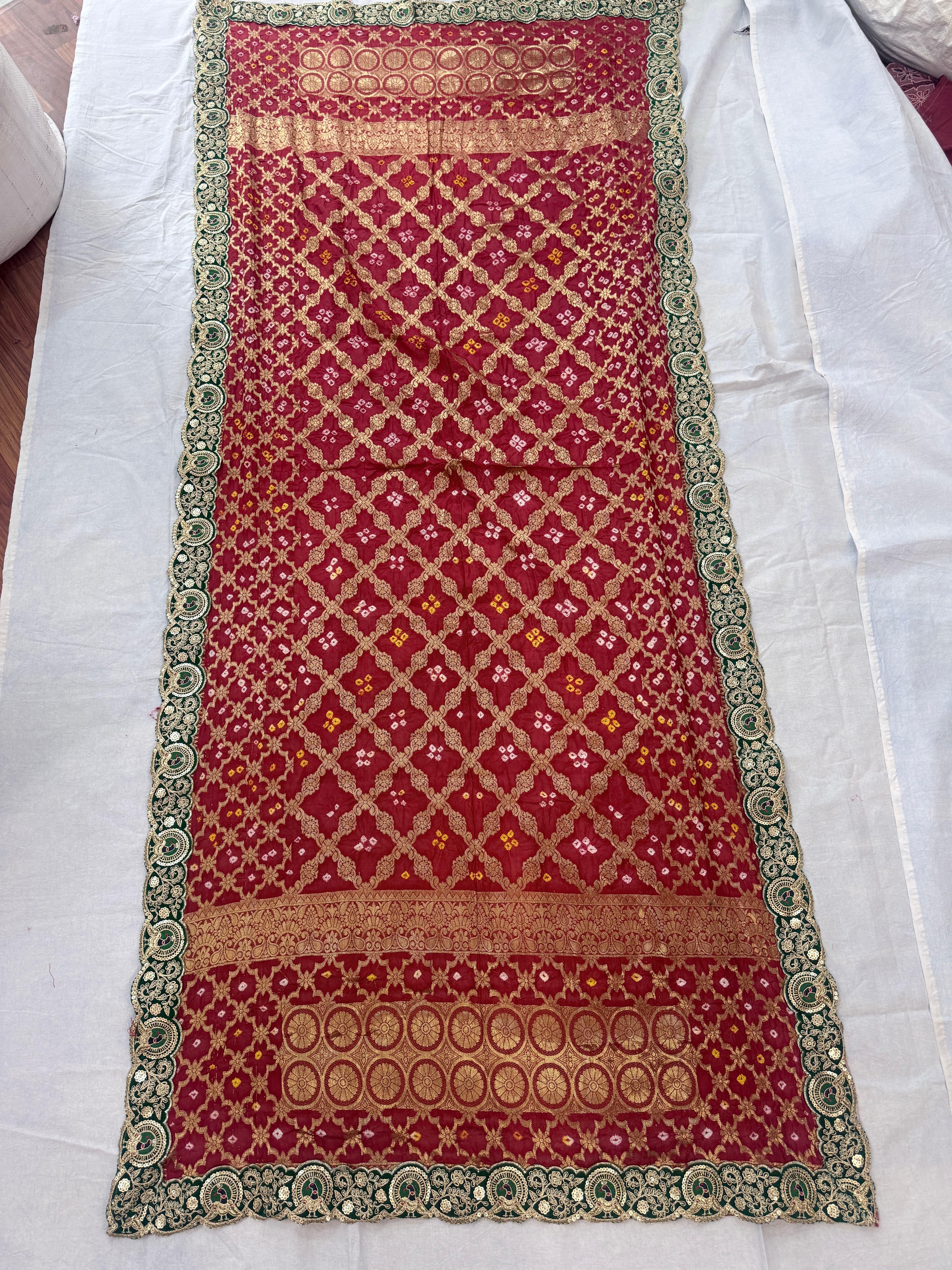 Banarsi Dupata With Peacock Cutwork Border