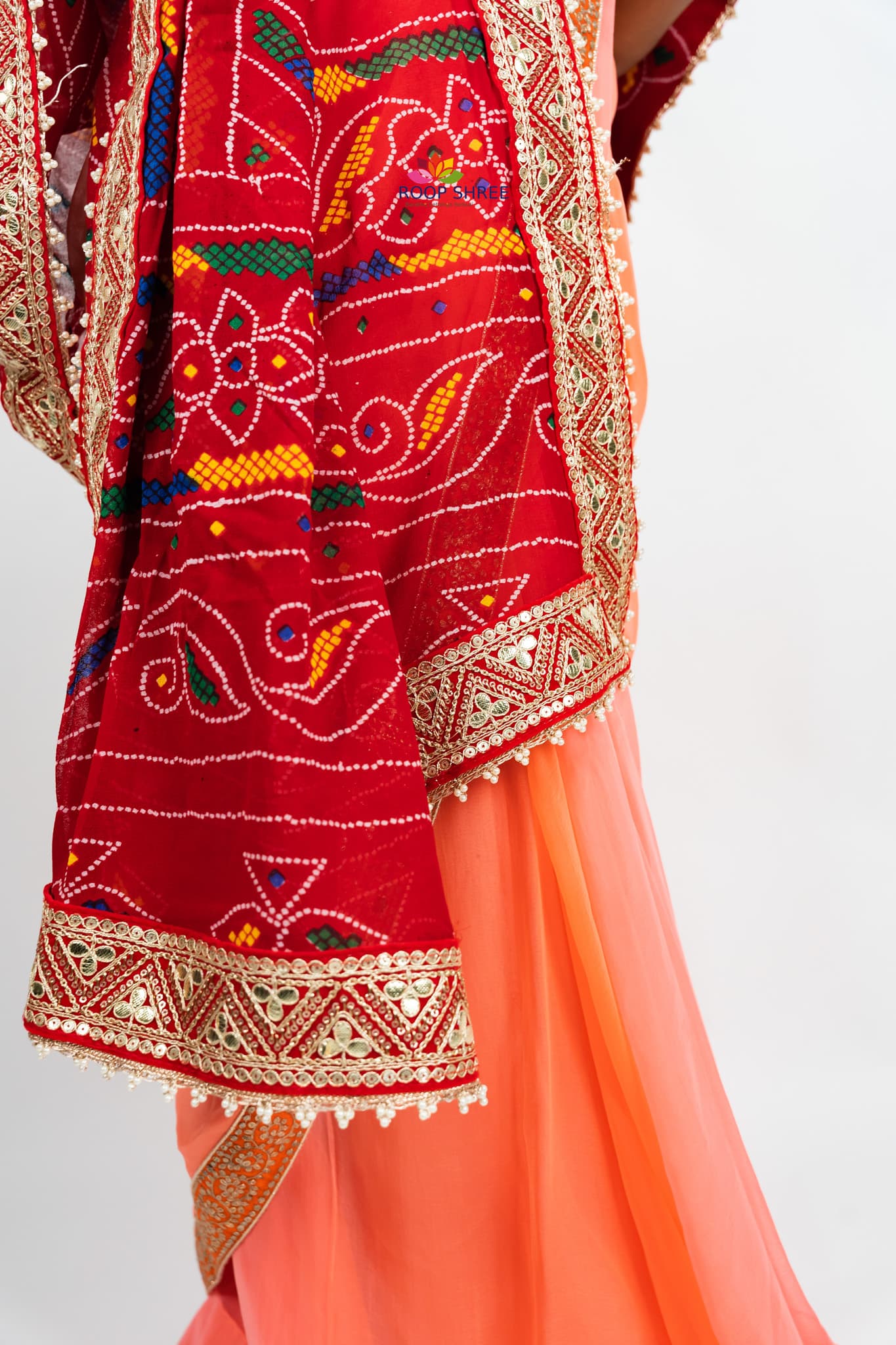 Georgette Chunri Print Dupata With Gotapatti lace