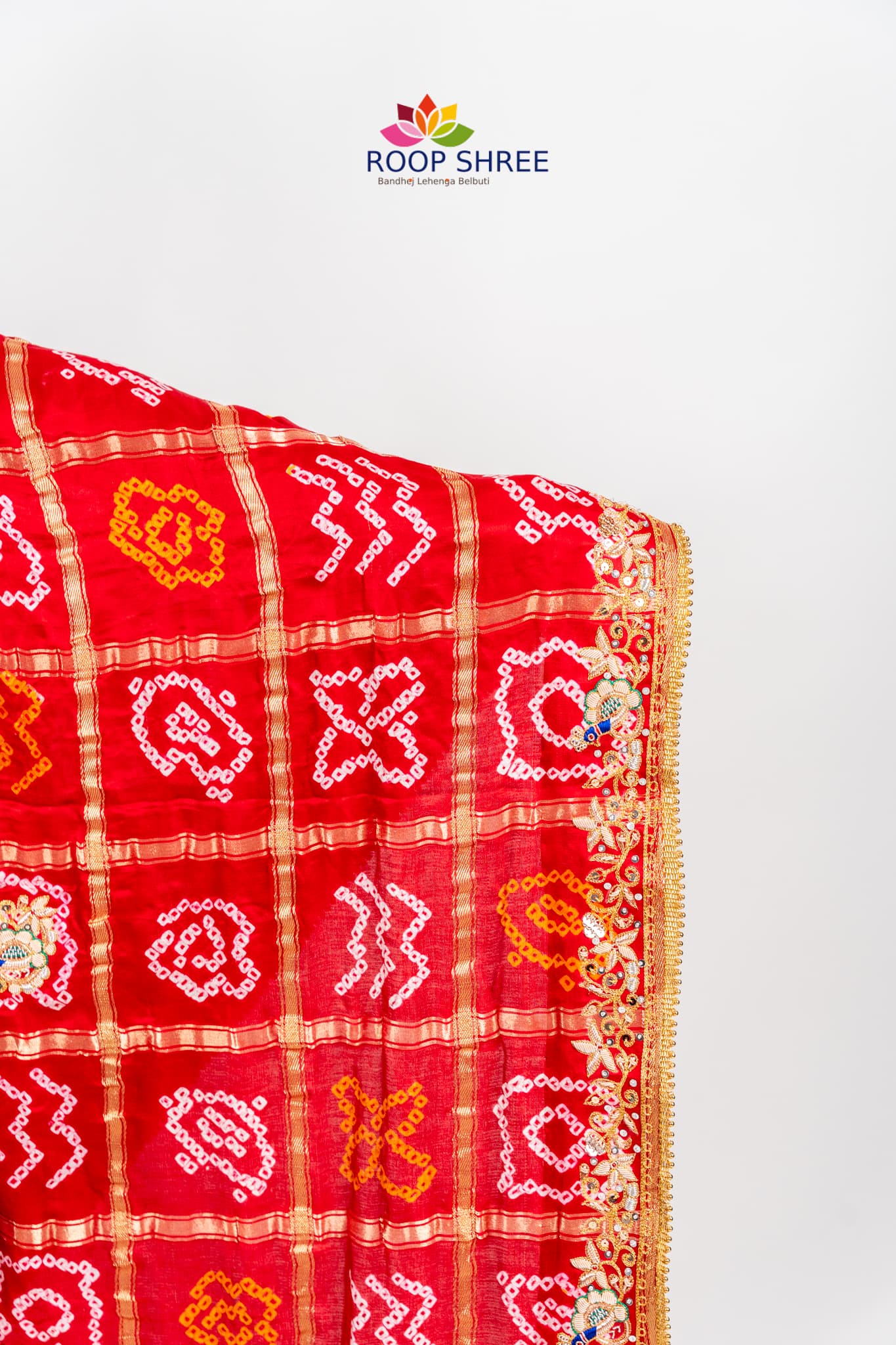 Heritage Bandhani Gajji Silk Dupatta with Royal Zardozi