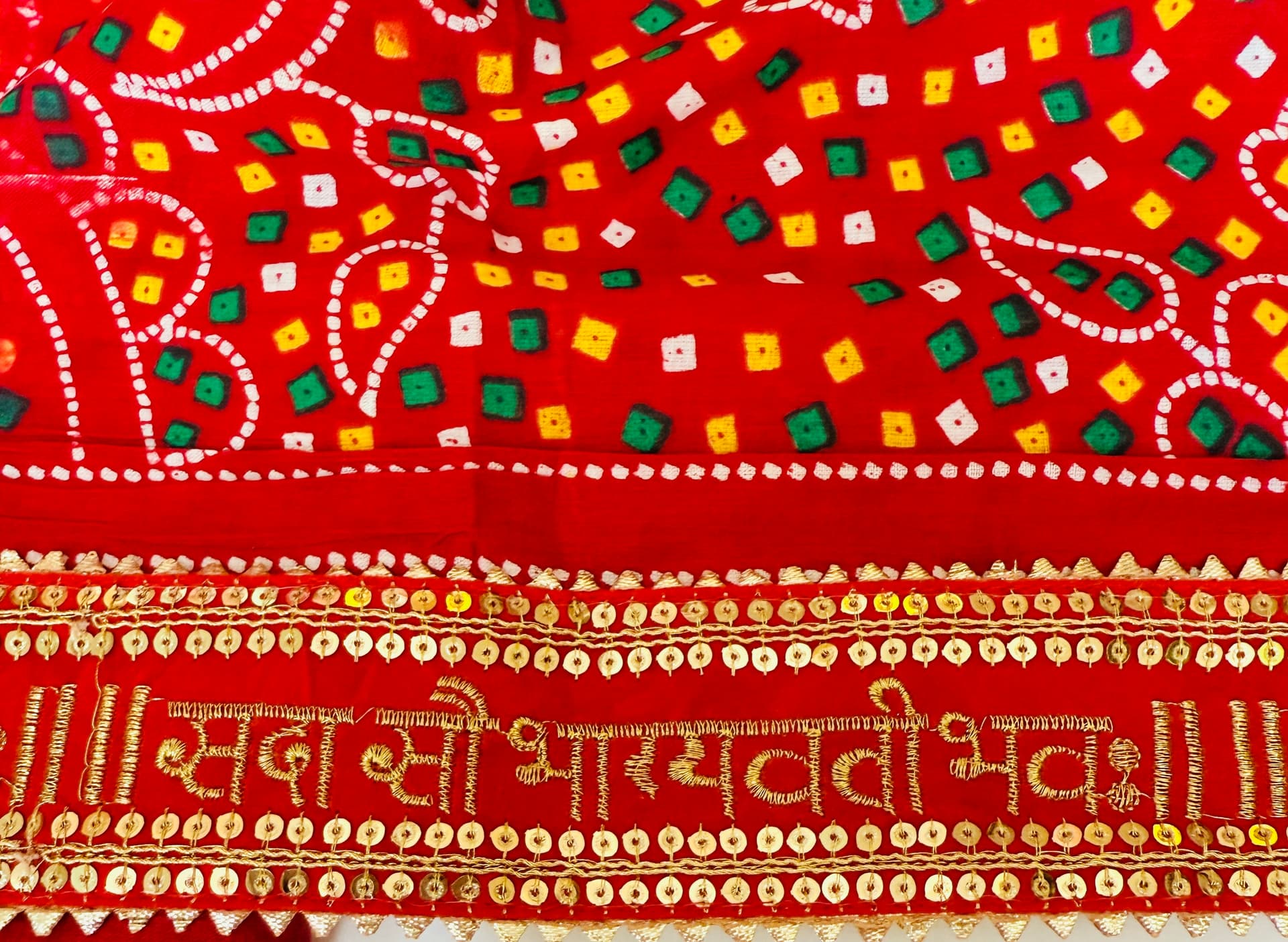 Cotton Dupatta with Swastik Lace