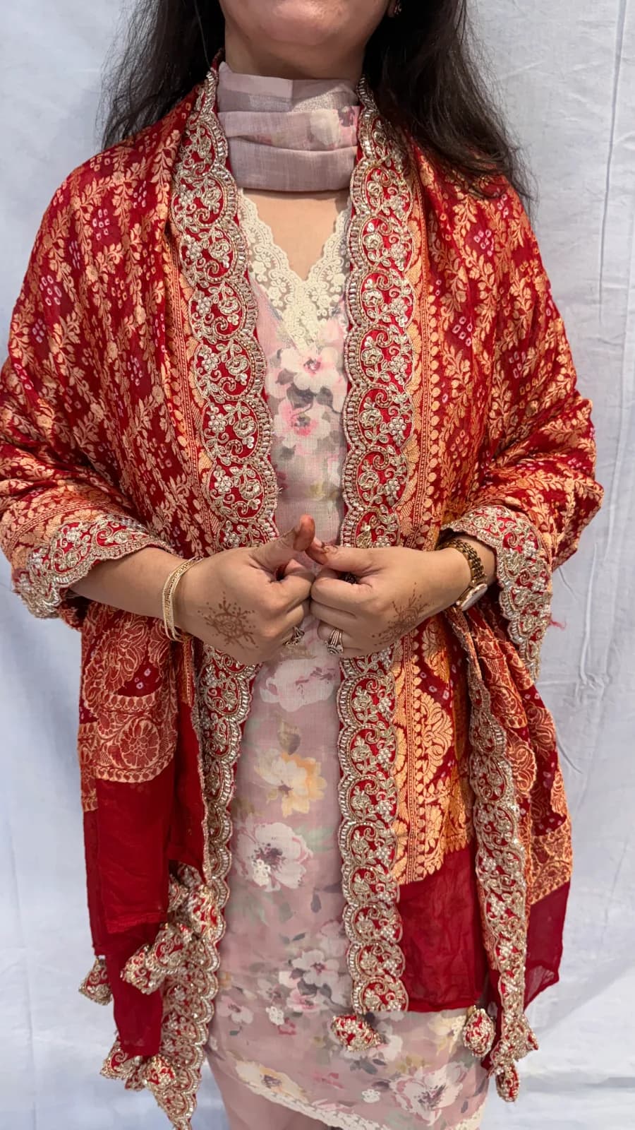 Royal Kadhi Georgette Dupatta with Handwork Lace Border
