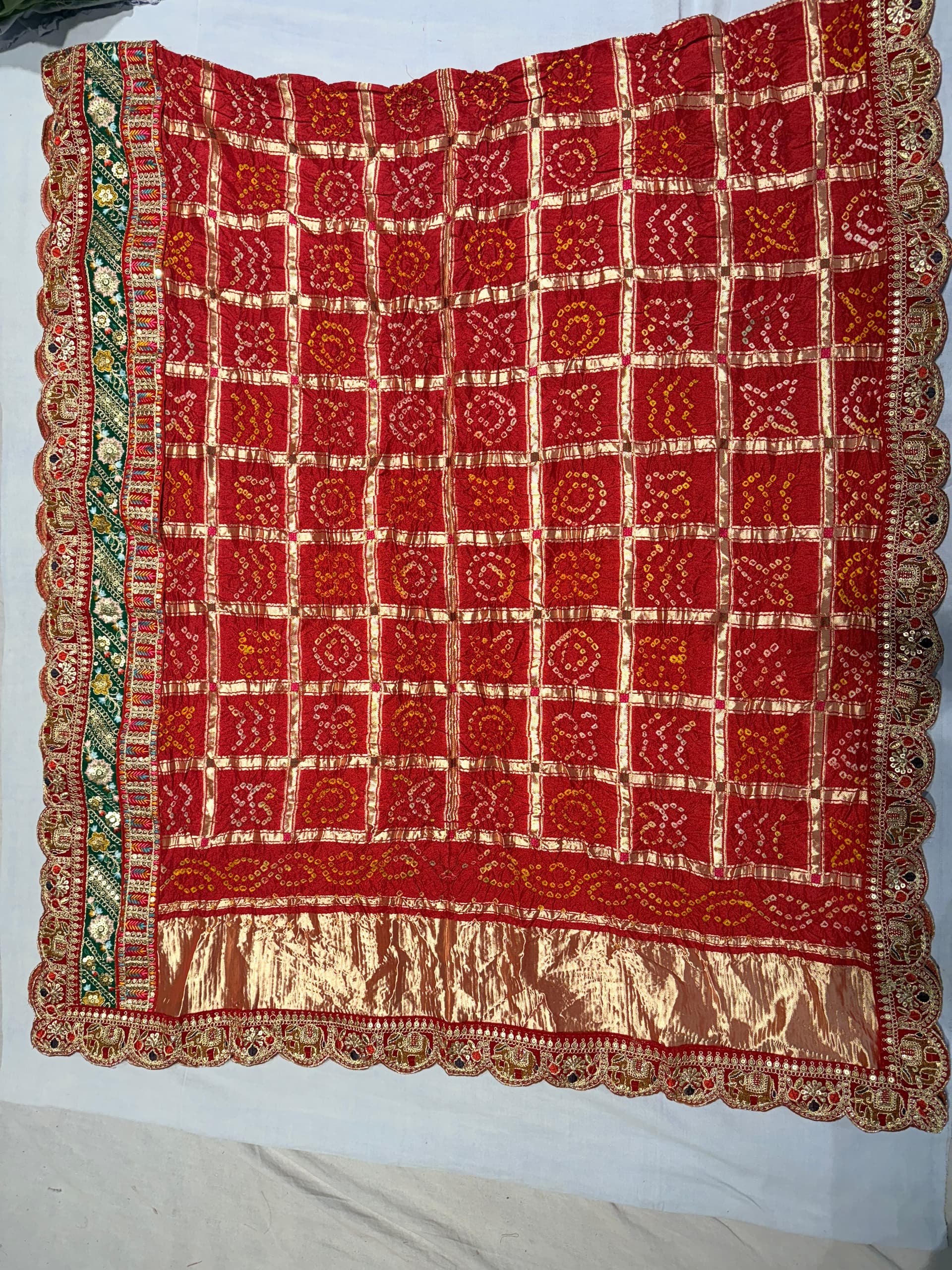 Modal Silk Dupatta with Elephant Lace