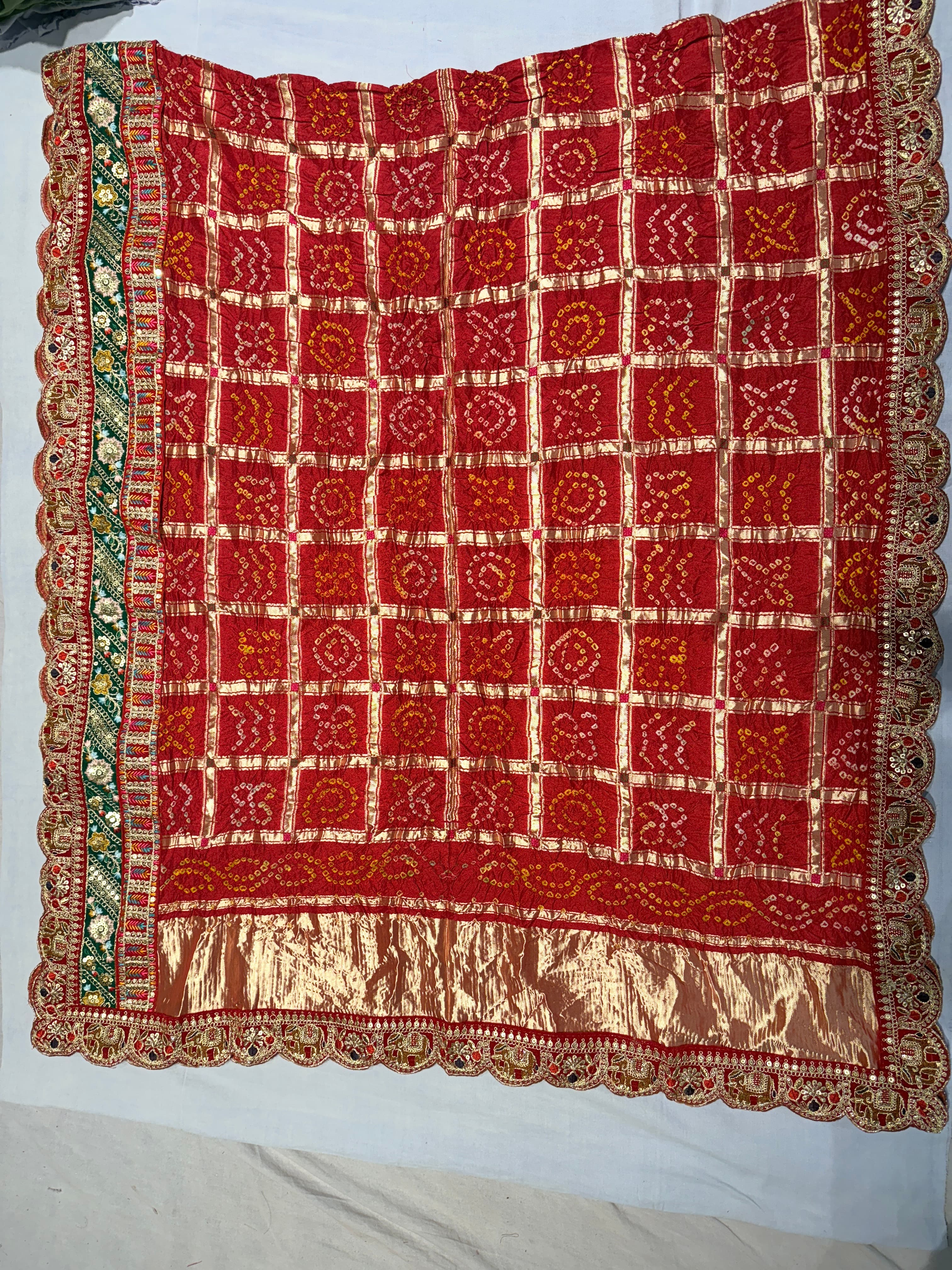 Modal Silk Dupata with Elephant Lace